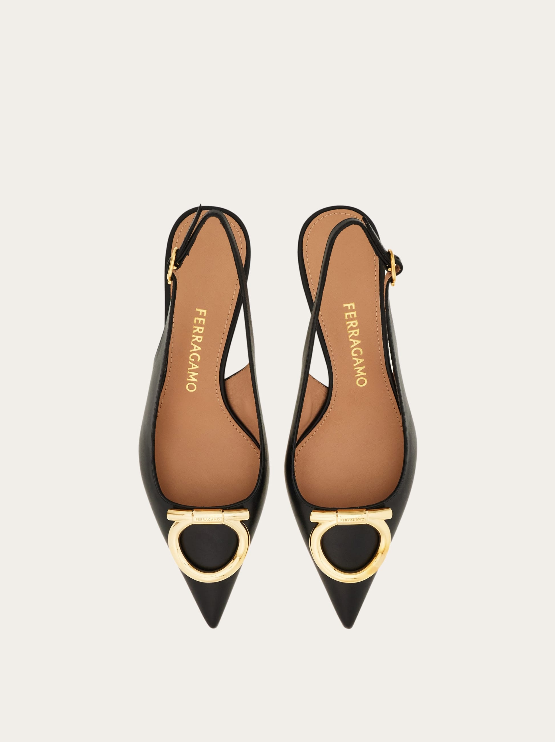  Ferragamo Damen Maxi Gancini Slingback Schwarz Größe 35 