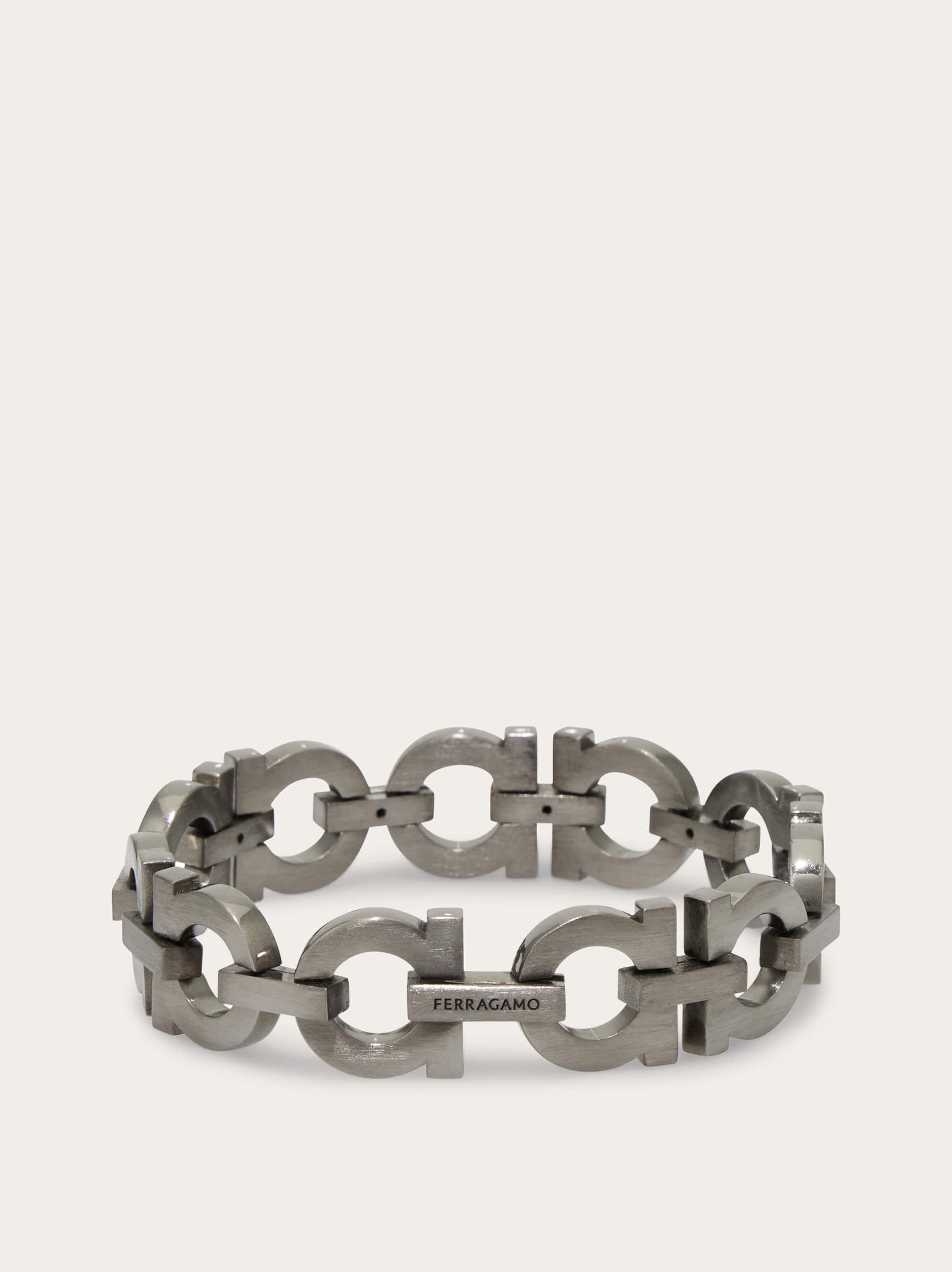 Ferragamo Men Gancini chain bracelet - size 19 Silver