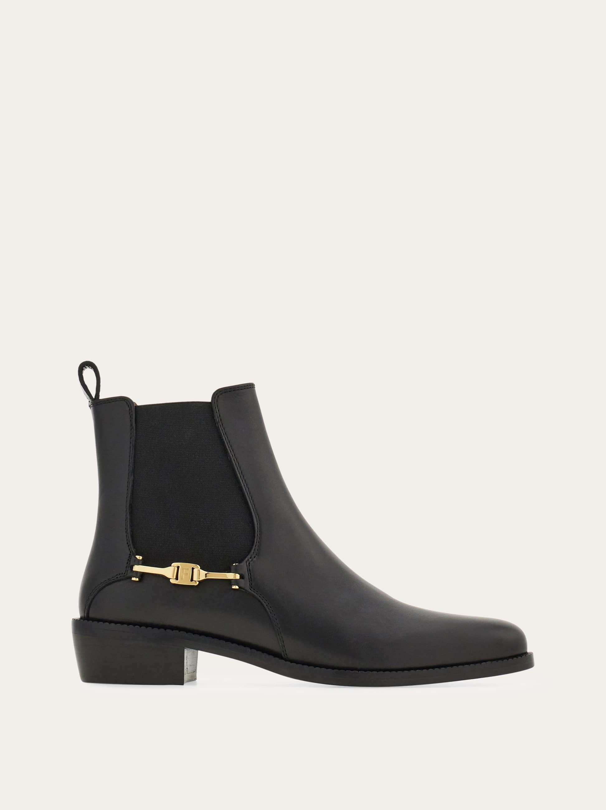 Ferragamo F Buckle Chelsea Boot In Black