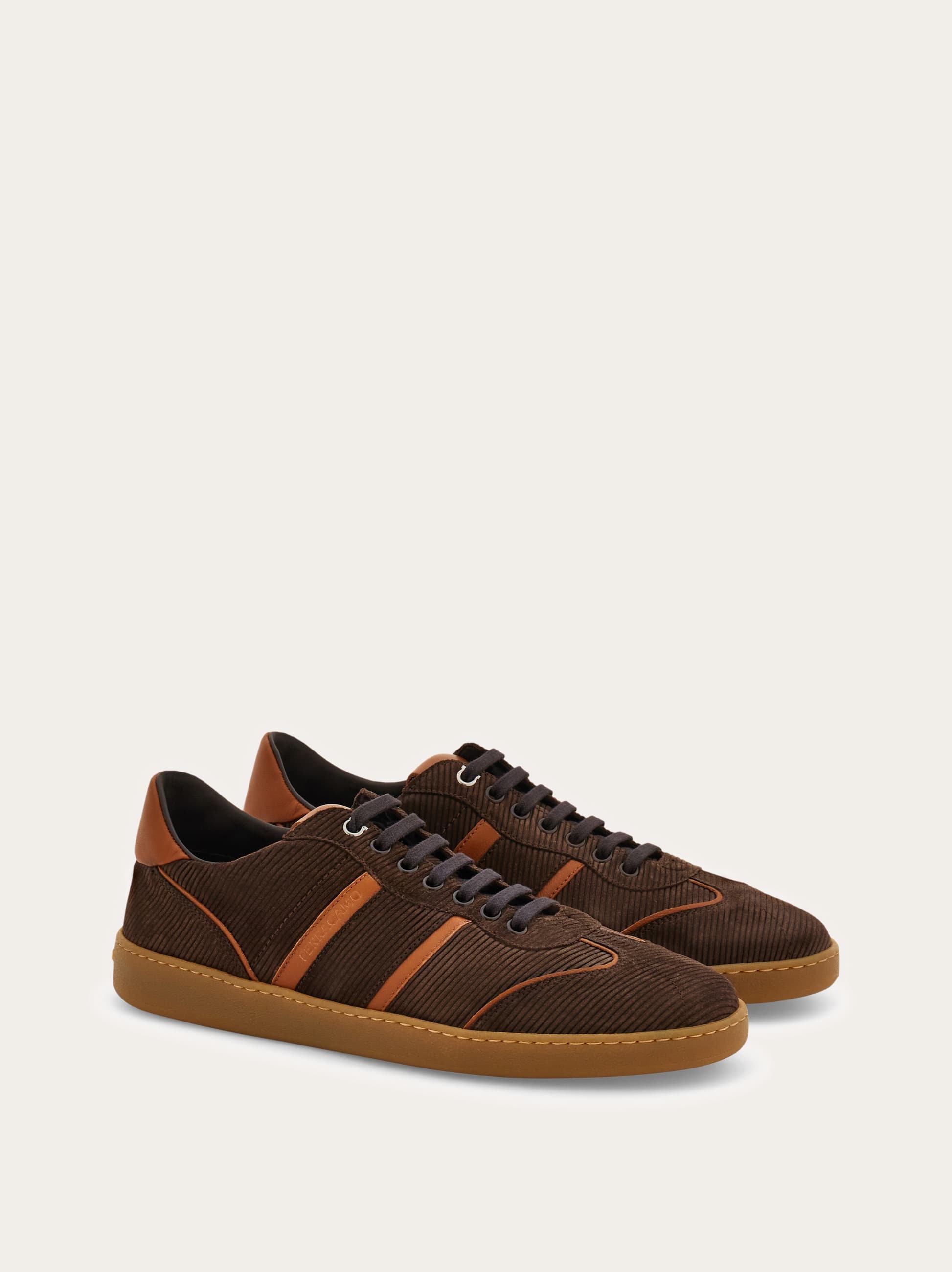 Ferragamo Low-top Sneaker With Logo In Brown