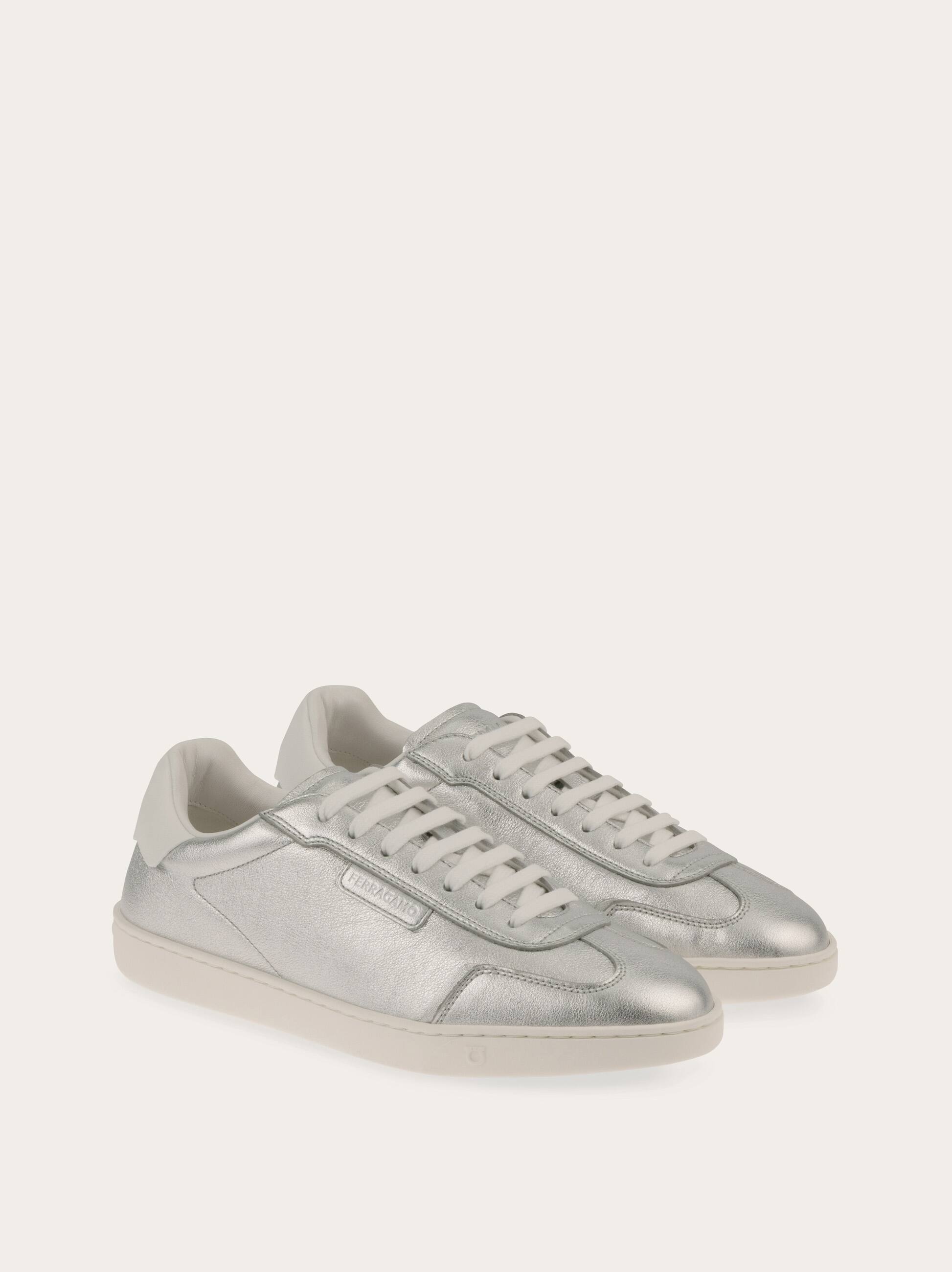 Ferragamo Leather Low-top Sneakers In Silver