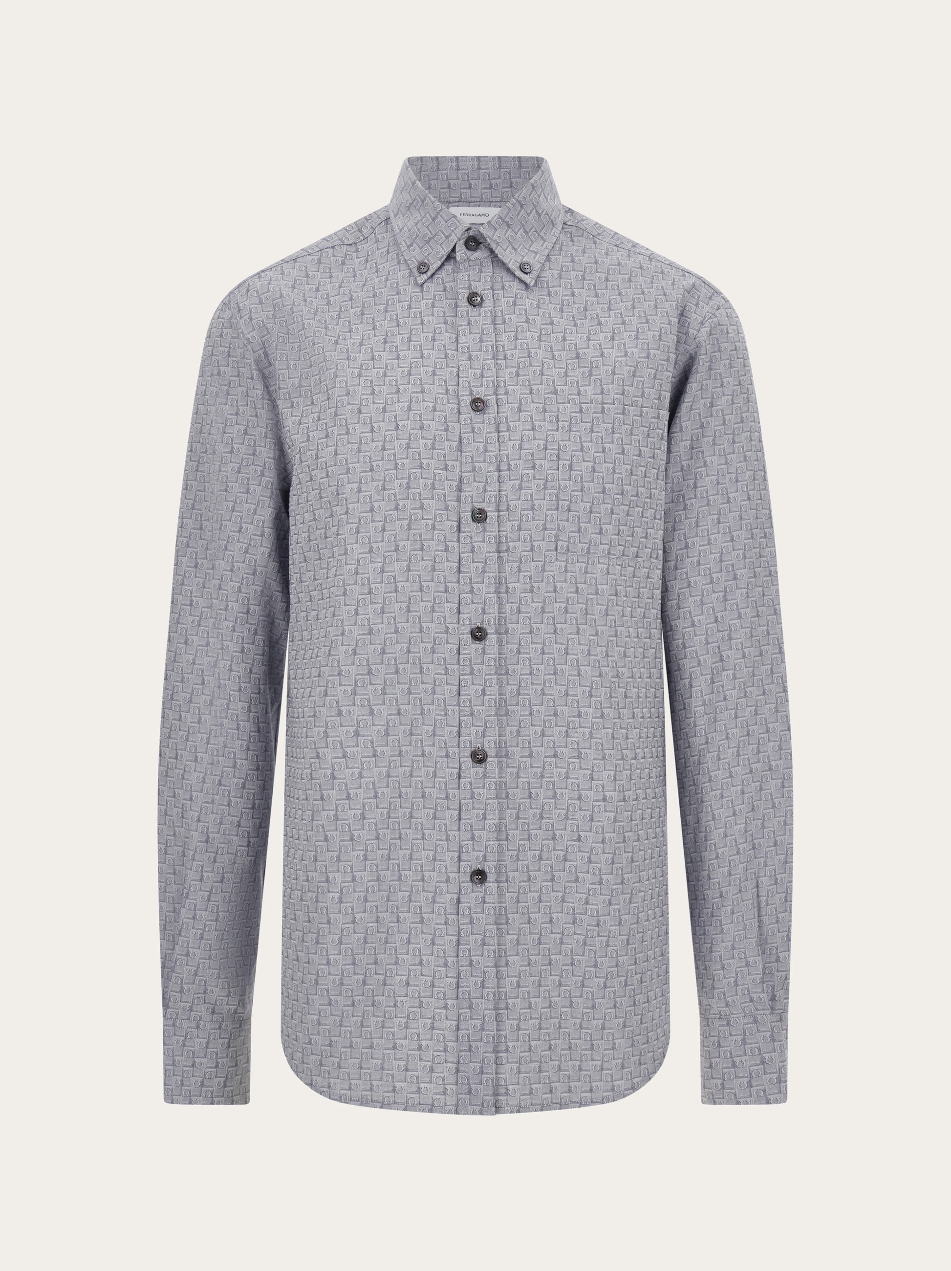 Ferragamo Monogram Shirt In Gray