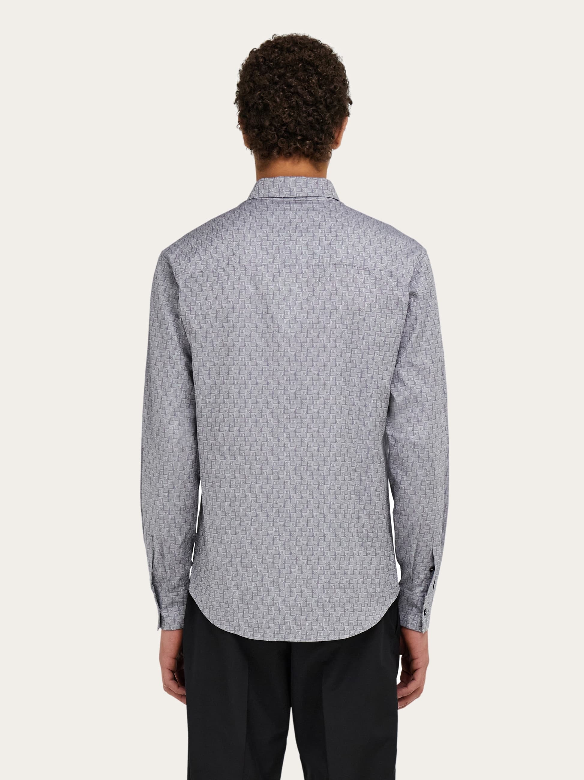  Ferragamo Men Ferragamo Monogram Shirt Grey 