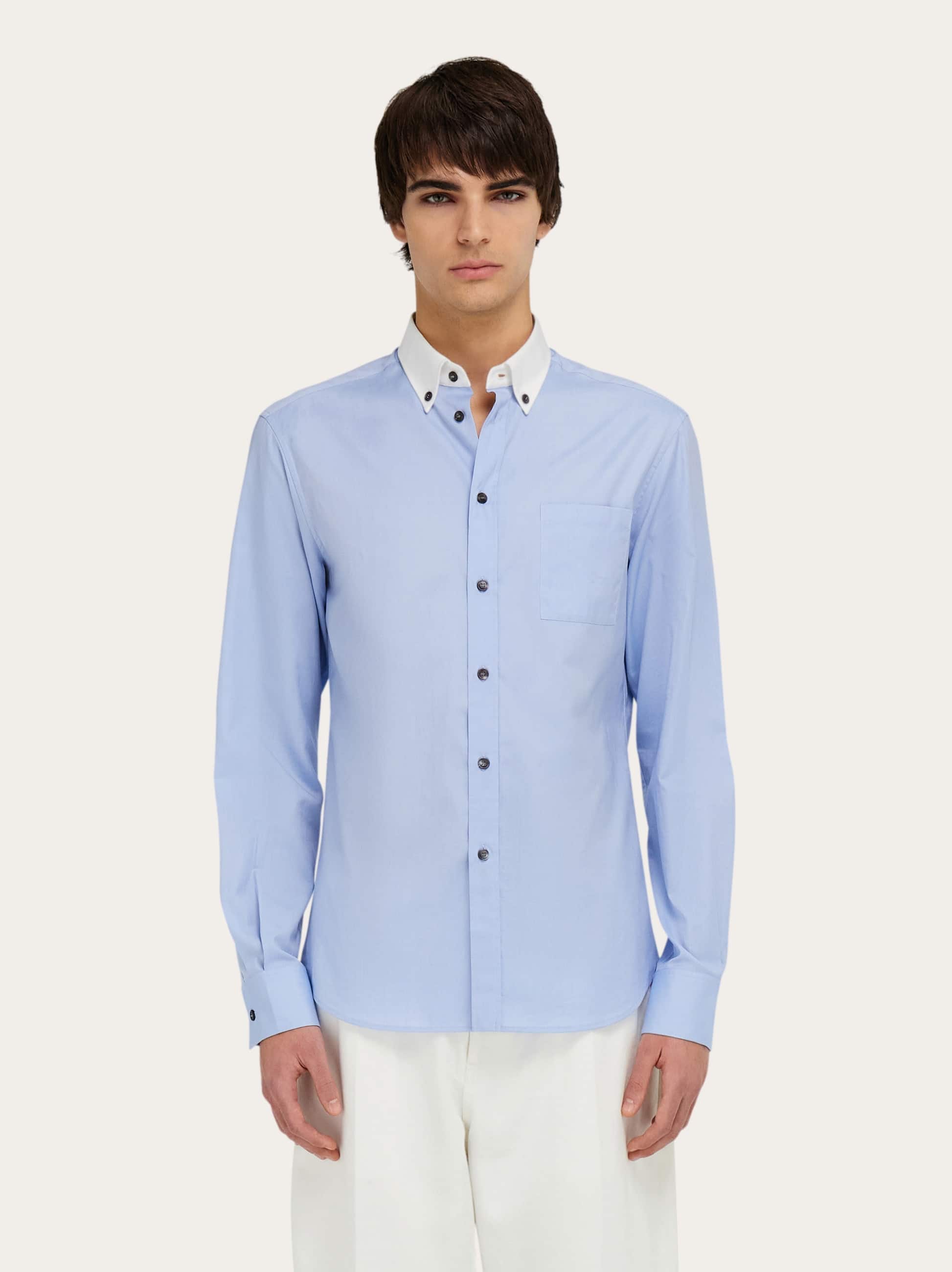 Ferragamo Uomo Camicia botton down Blu
