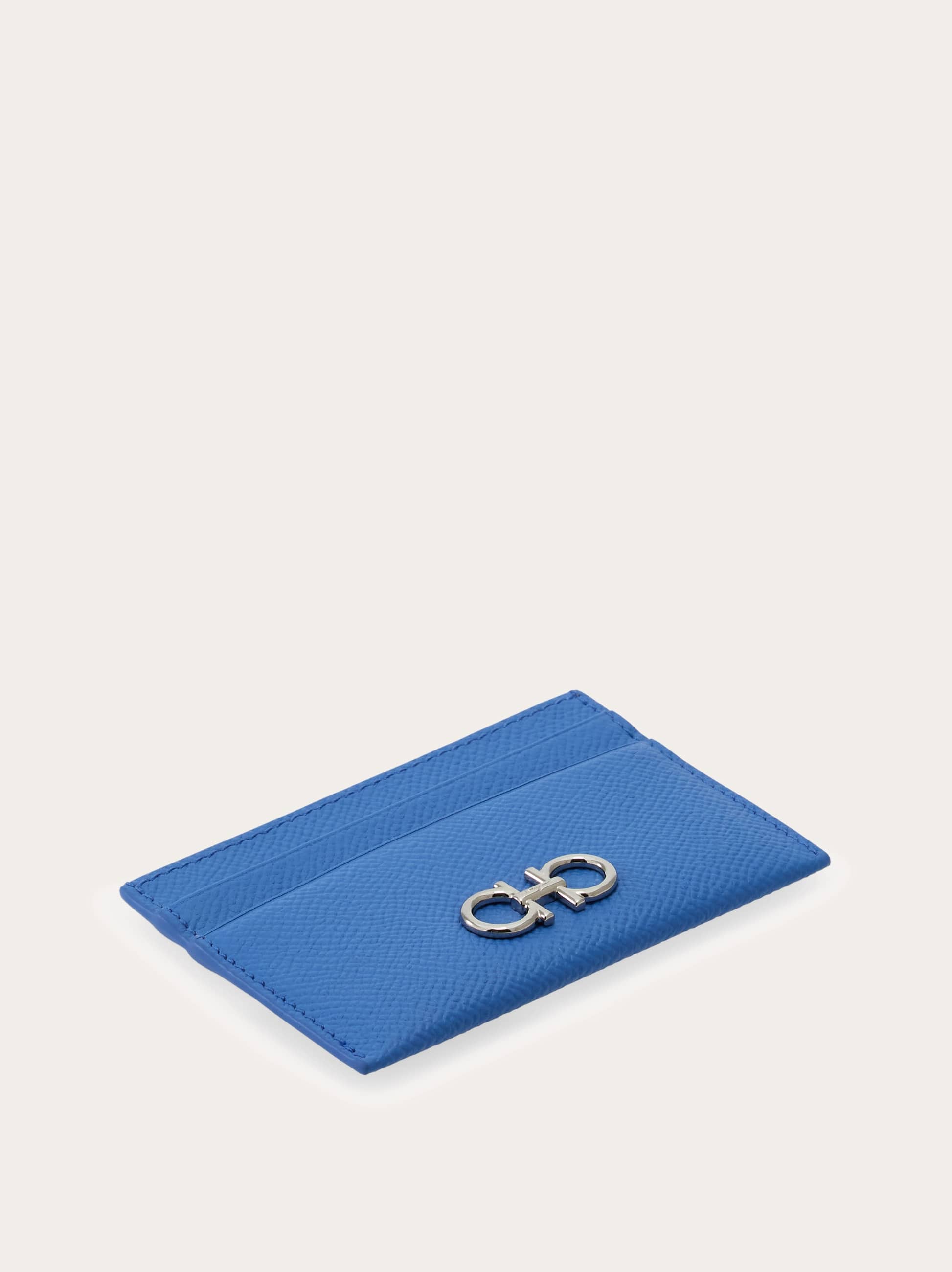 Ferragamo Gancini Card Holder In Blue
