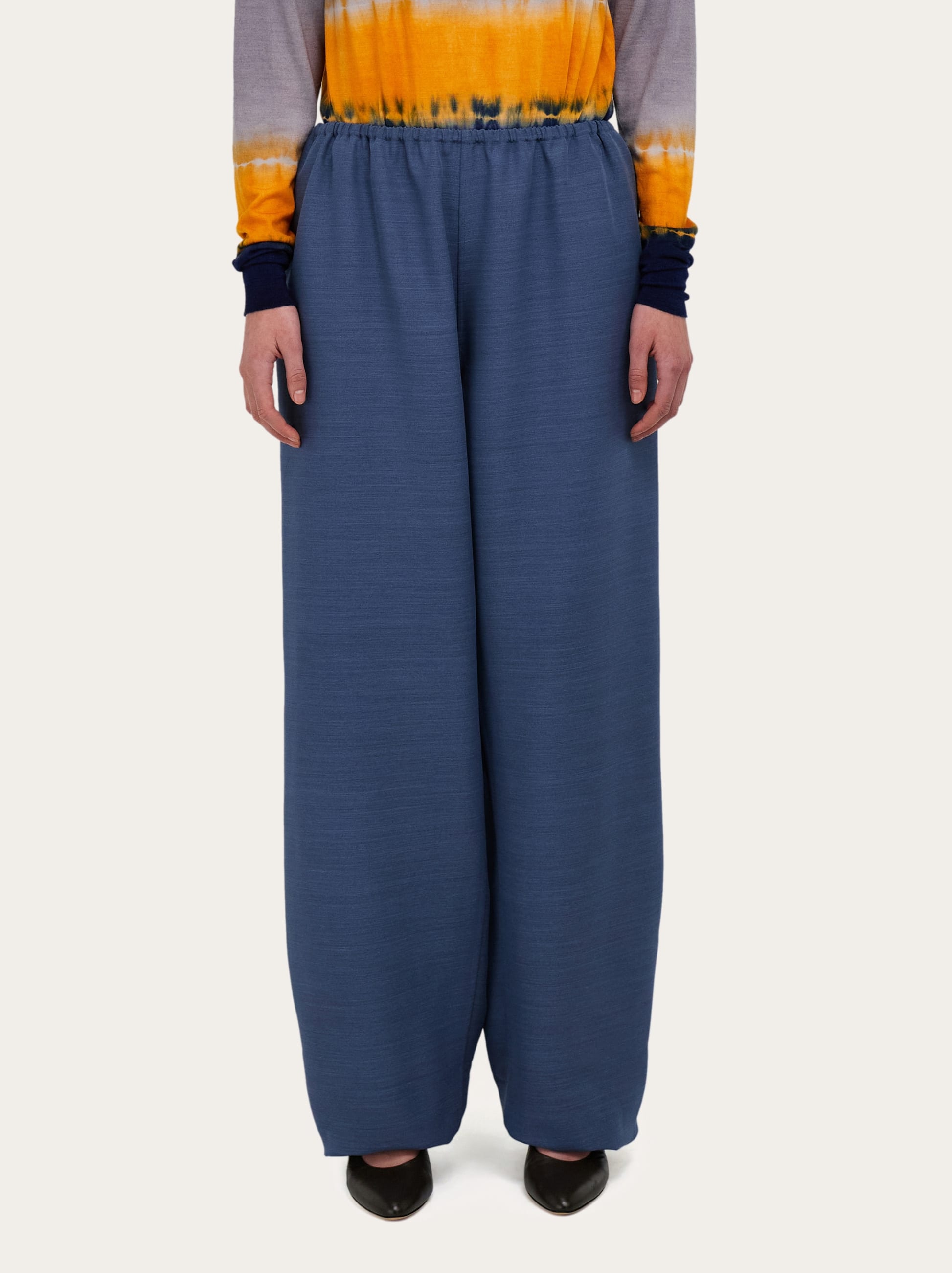 Ferragamo Loose Leg Trouser In Blue