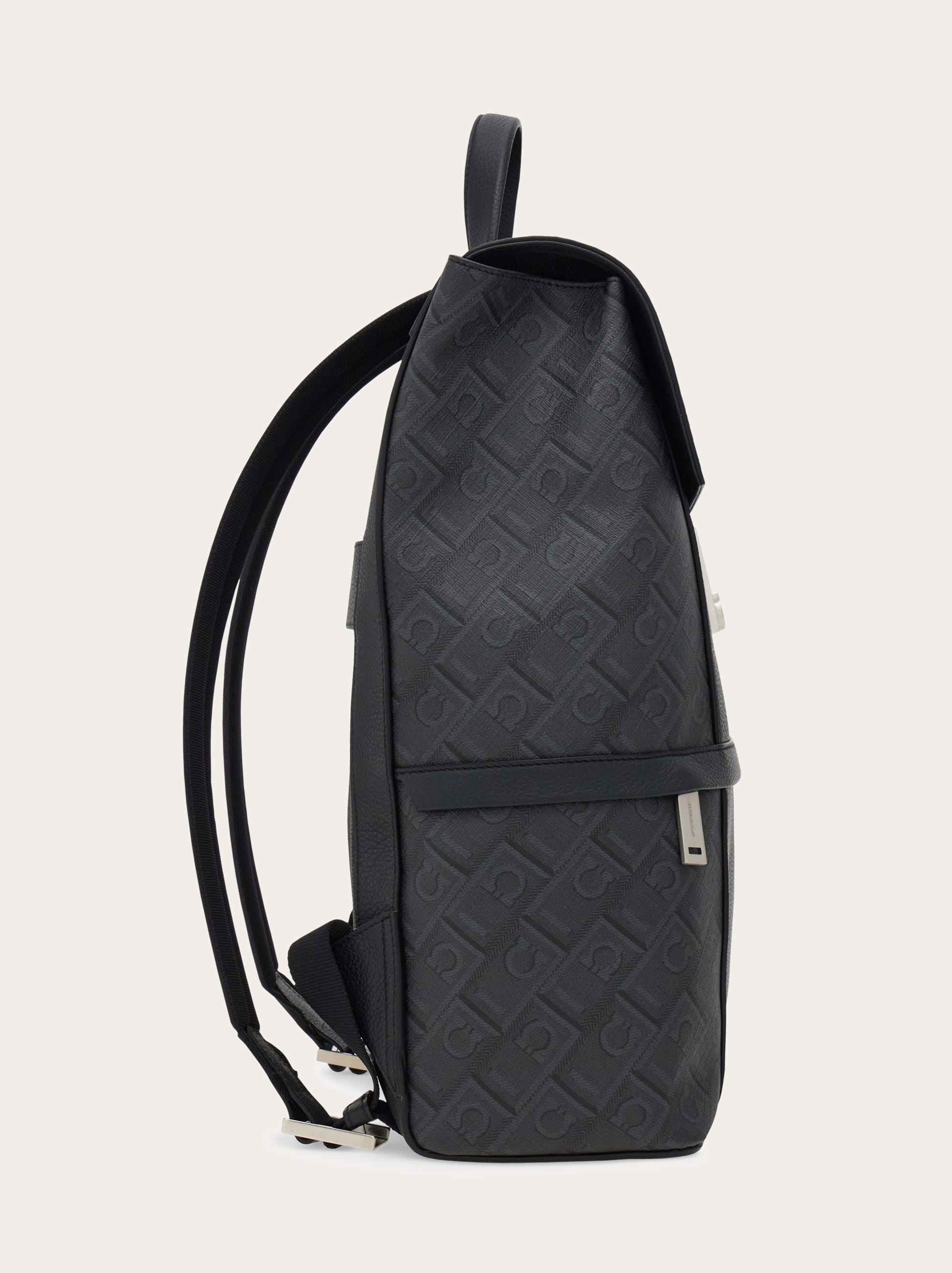 Ferragamo Herren Ferragamo-monogram Rucksack Mit Gancini-schnalle Schwarz 