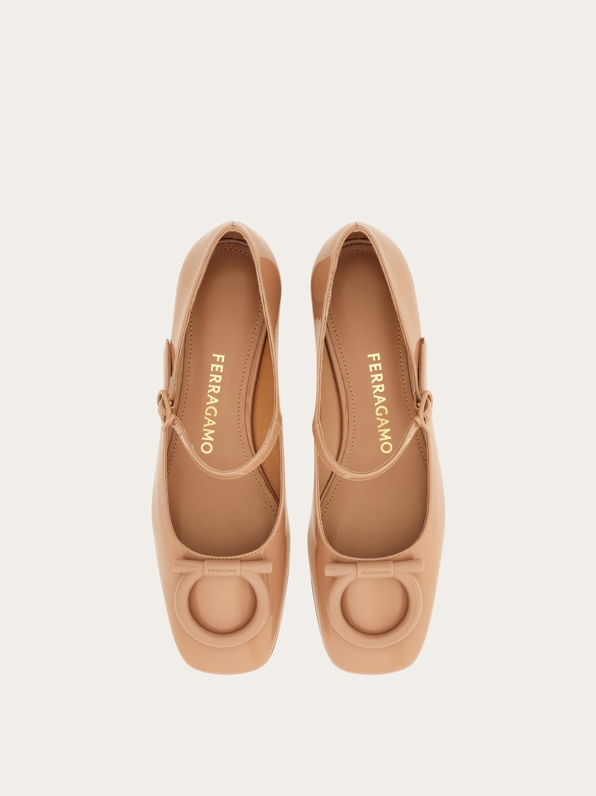  Ferragamo Damen Mary Jane Mit Maxi-gancini Beige Größe 35 