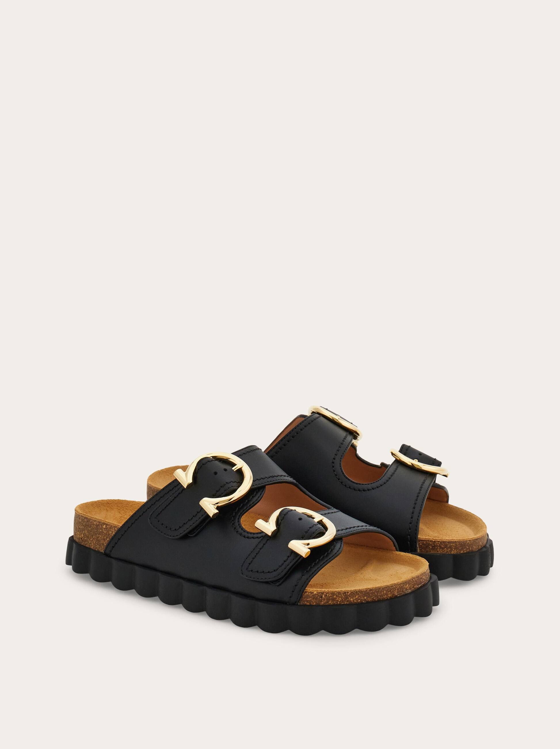 Ferragamo Damen Sportliche Slide Mit Gancini Schwarz Größe 35.5 