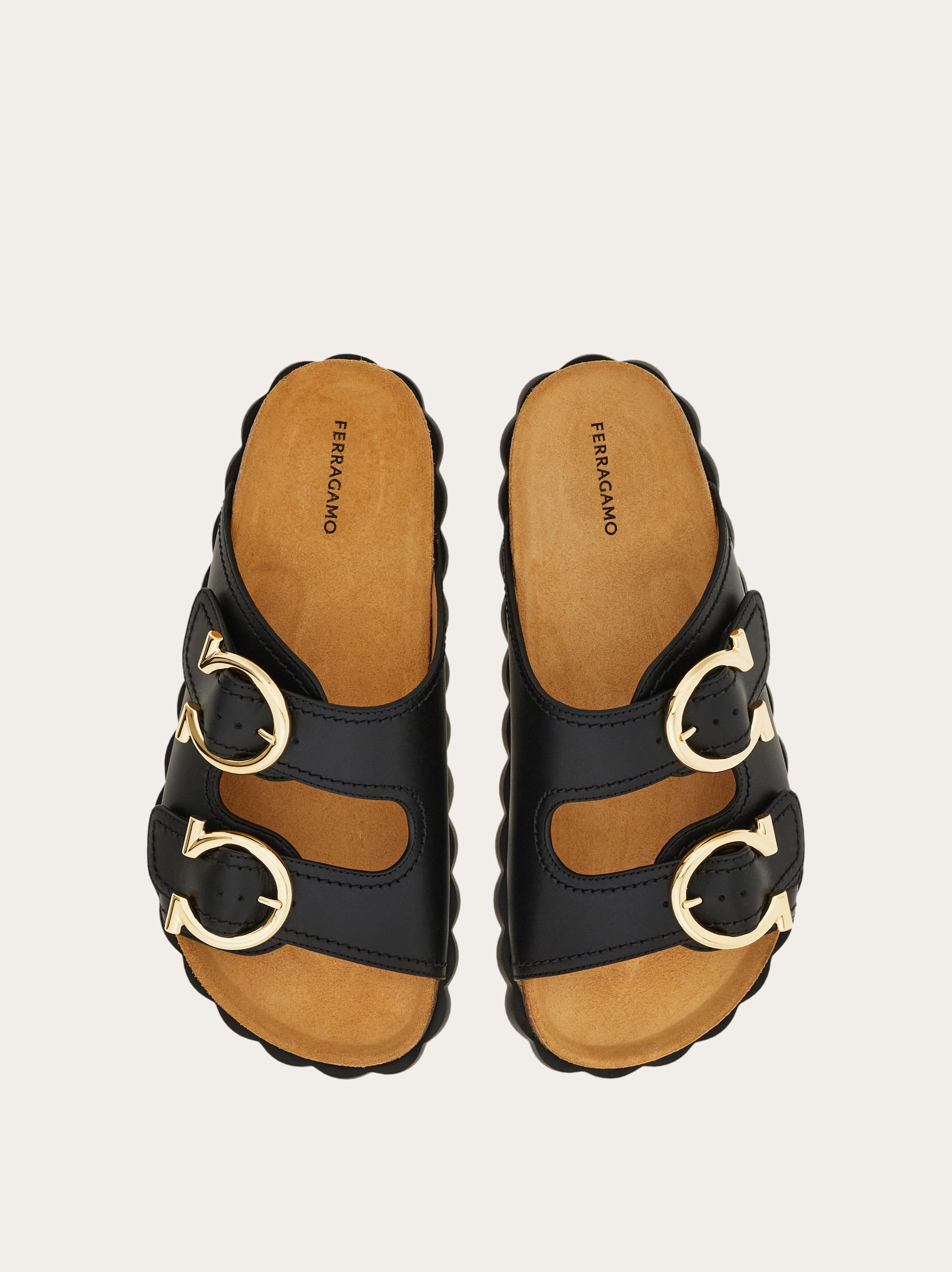  Ferragamo Damen Sportliche Slide Mit Gancini Schwarz Größe 35.5 