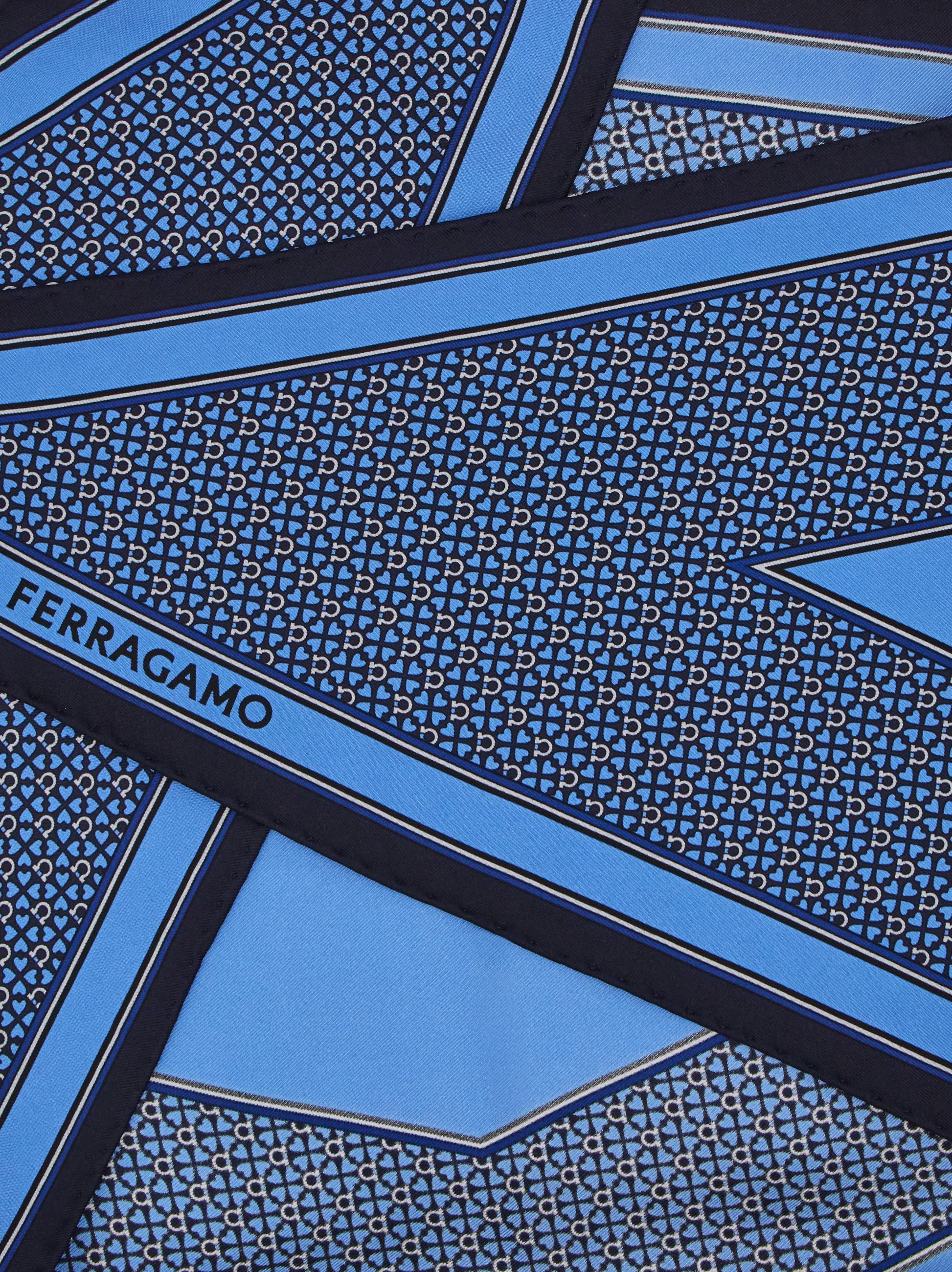 Ferragamo Diamond-shaped Silk Scarf In Blue