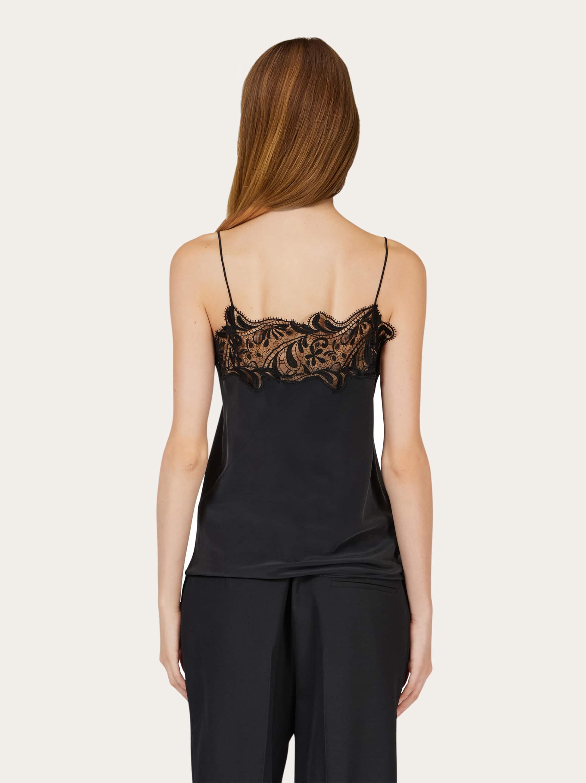  Ferragamo Damen Top Mit Spitze Schwarz 