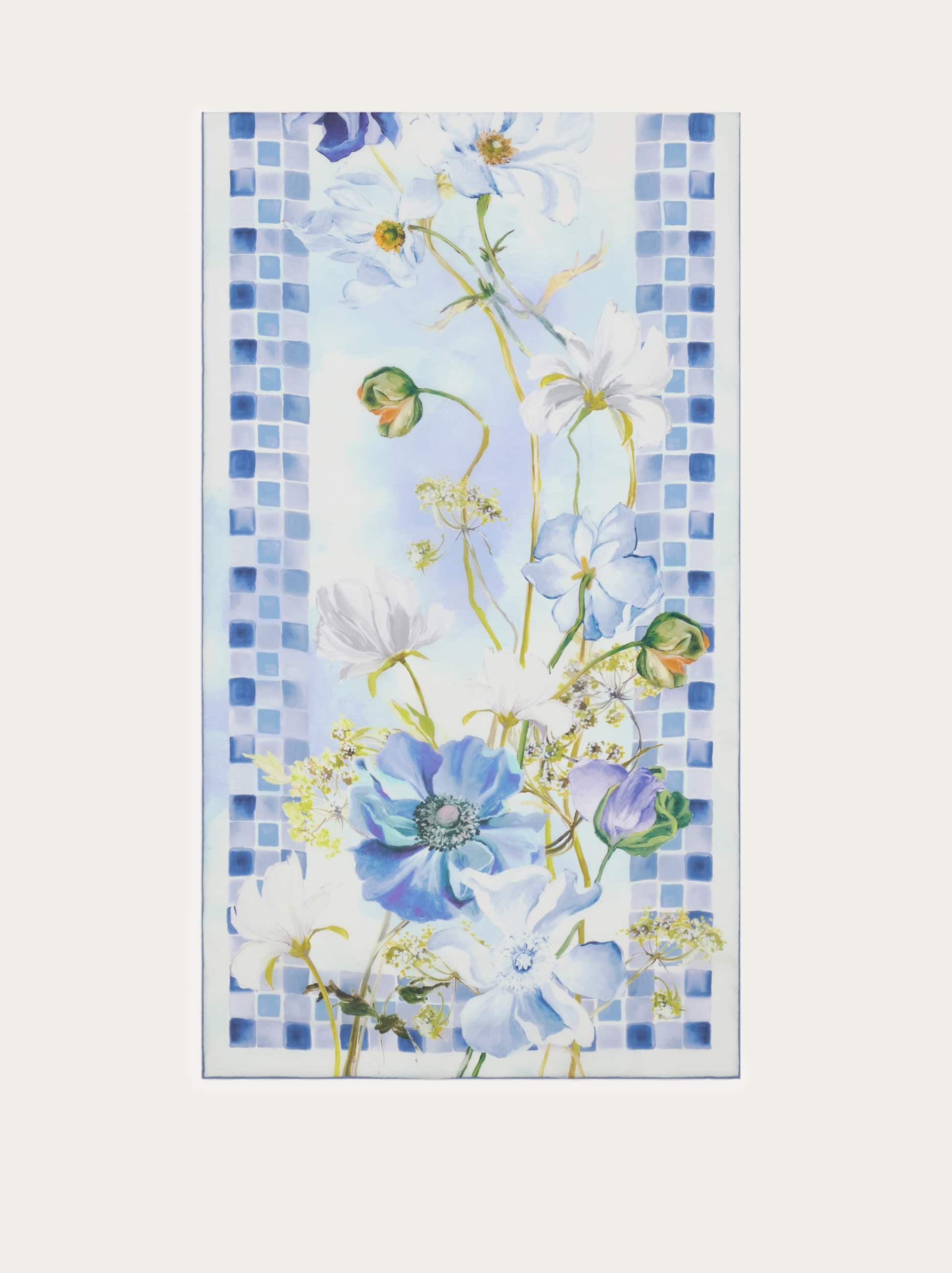 Ferragamo Écharpe En Soie Imprimé Fleurs Bleu