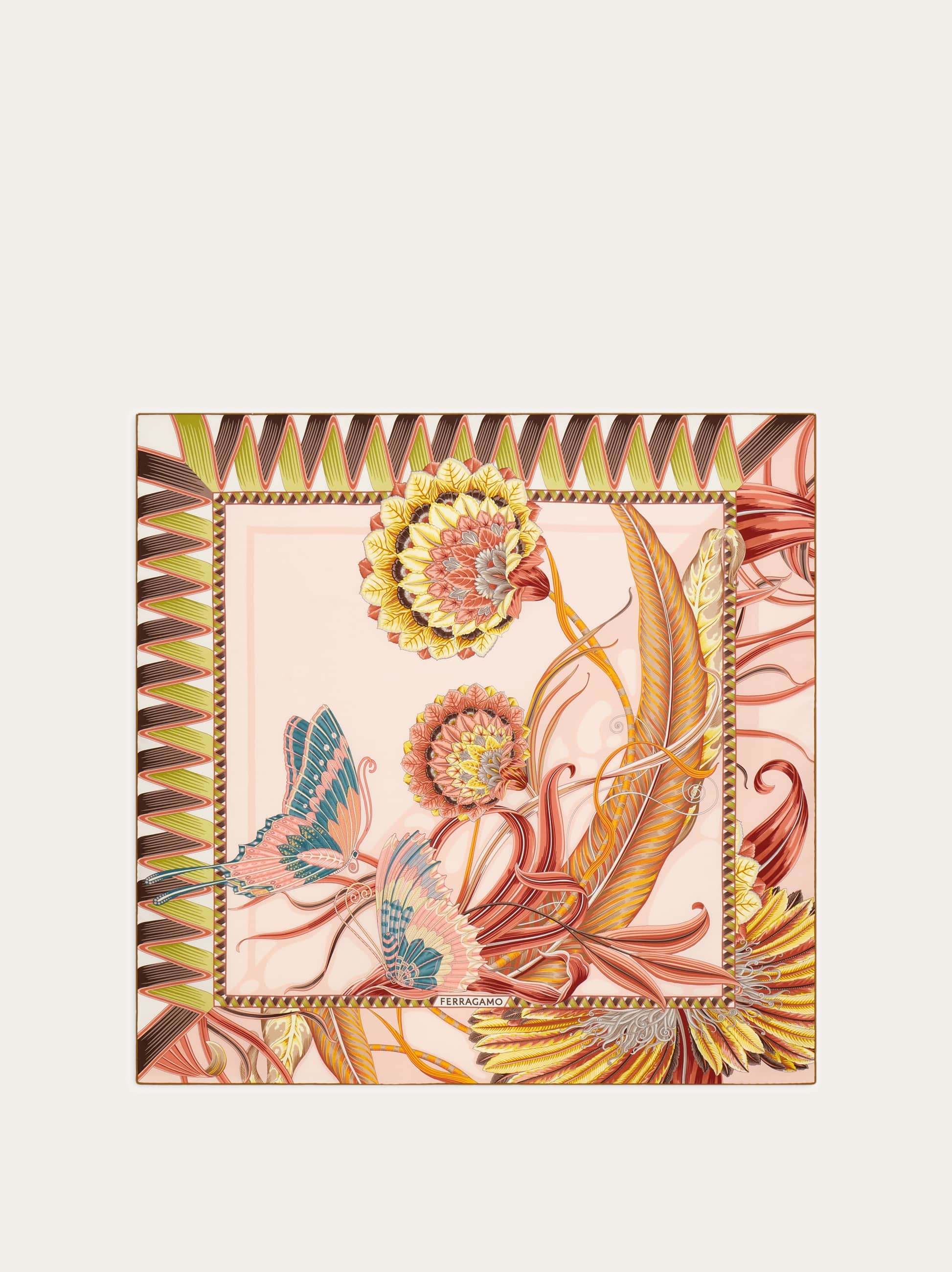 Ferragamo Giada Print Silk Scarf Scarves And Foulards Rose In Pink
