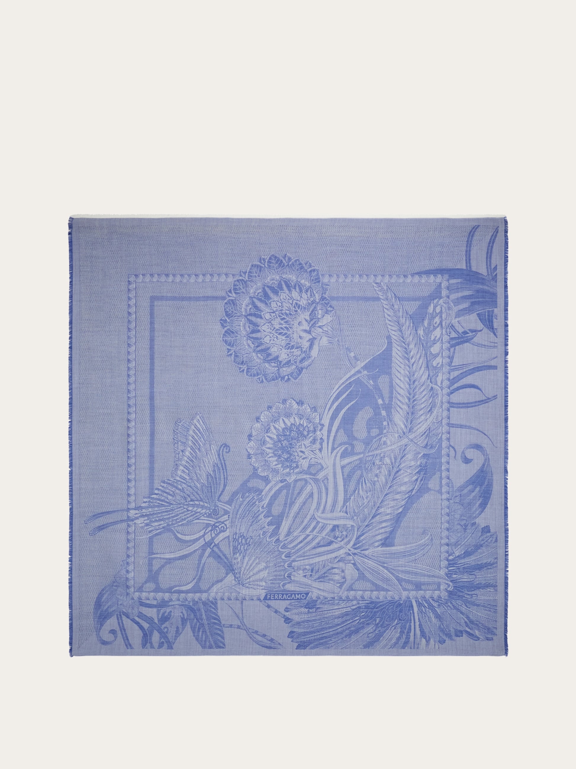 Ferragamo Donna Stola in seta e cashmere Blu