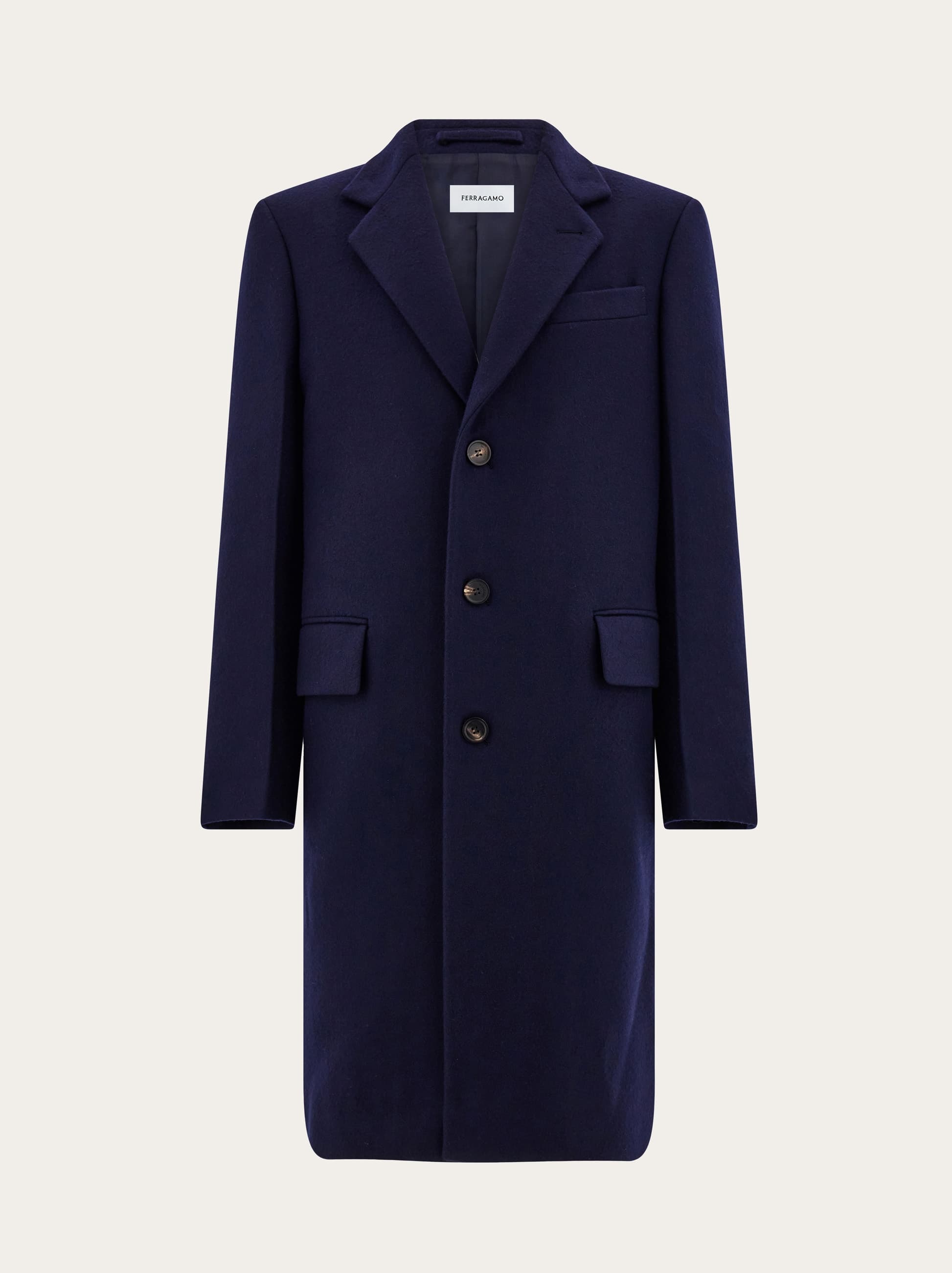 Ferragamo Single Breasted Coat In Blue