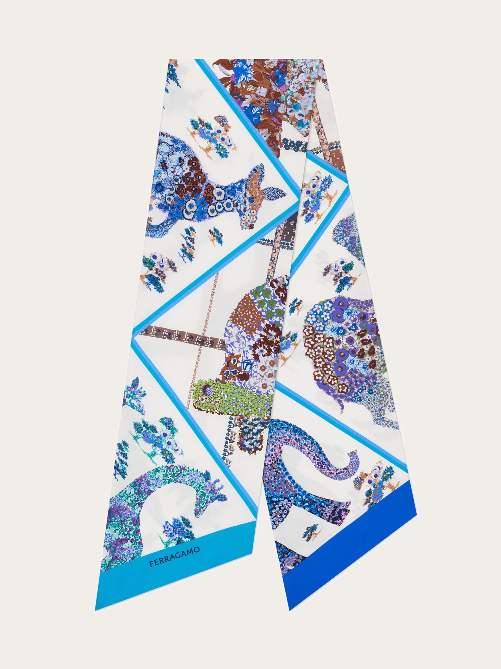 Ferragamo Donna Bandeau stampa Patchwork Avorio/blu