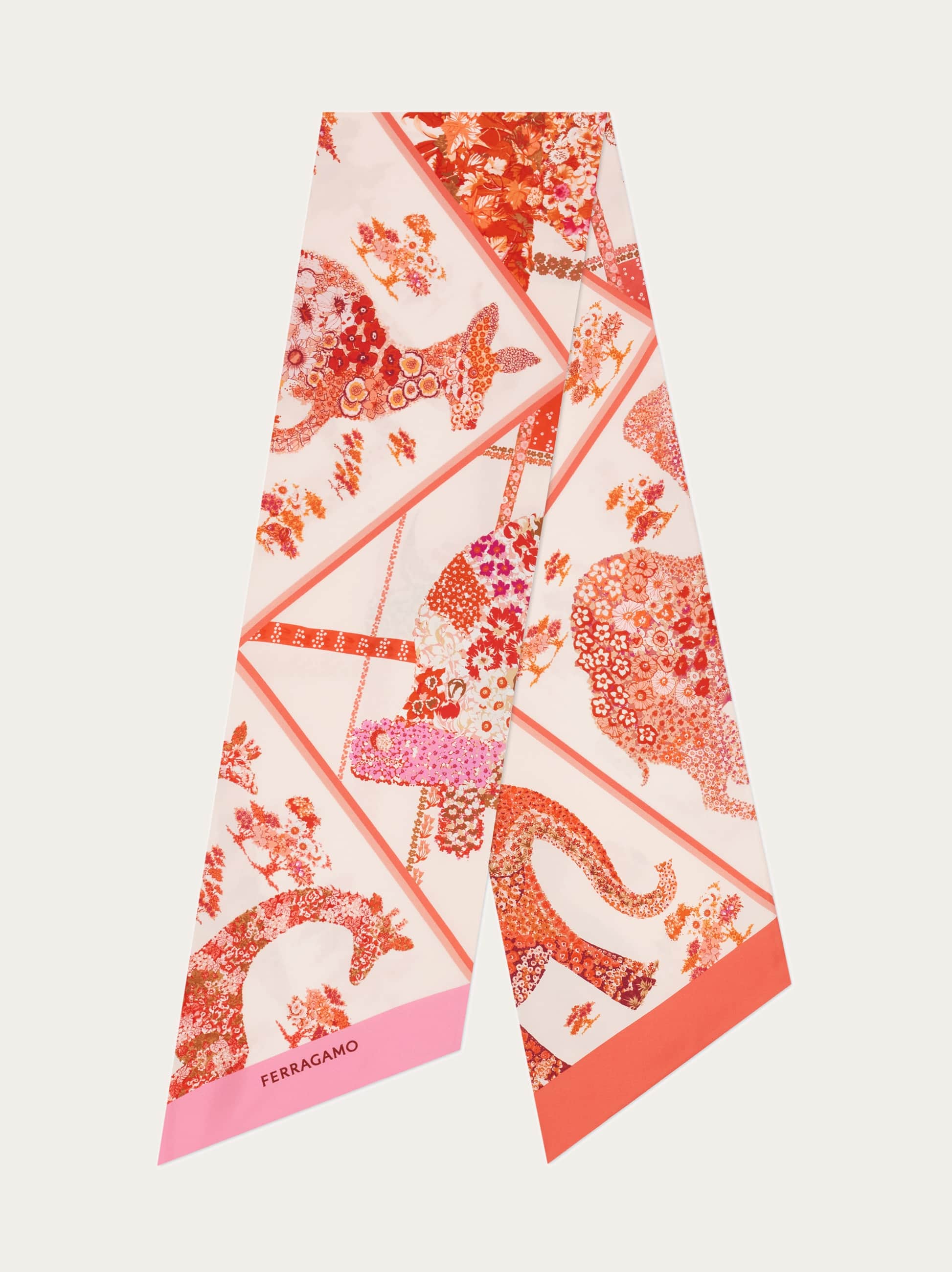 Ferragamo Donna Bandeau stampa Patchwork Rosa Chiaro