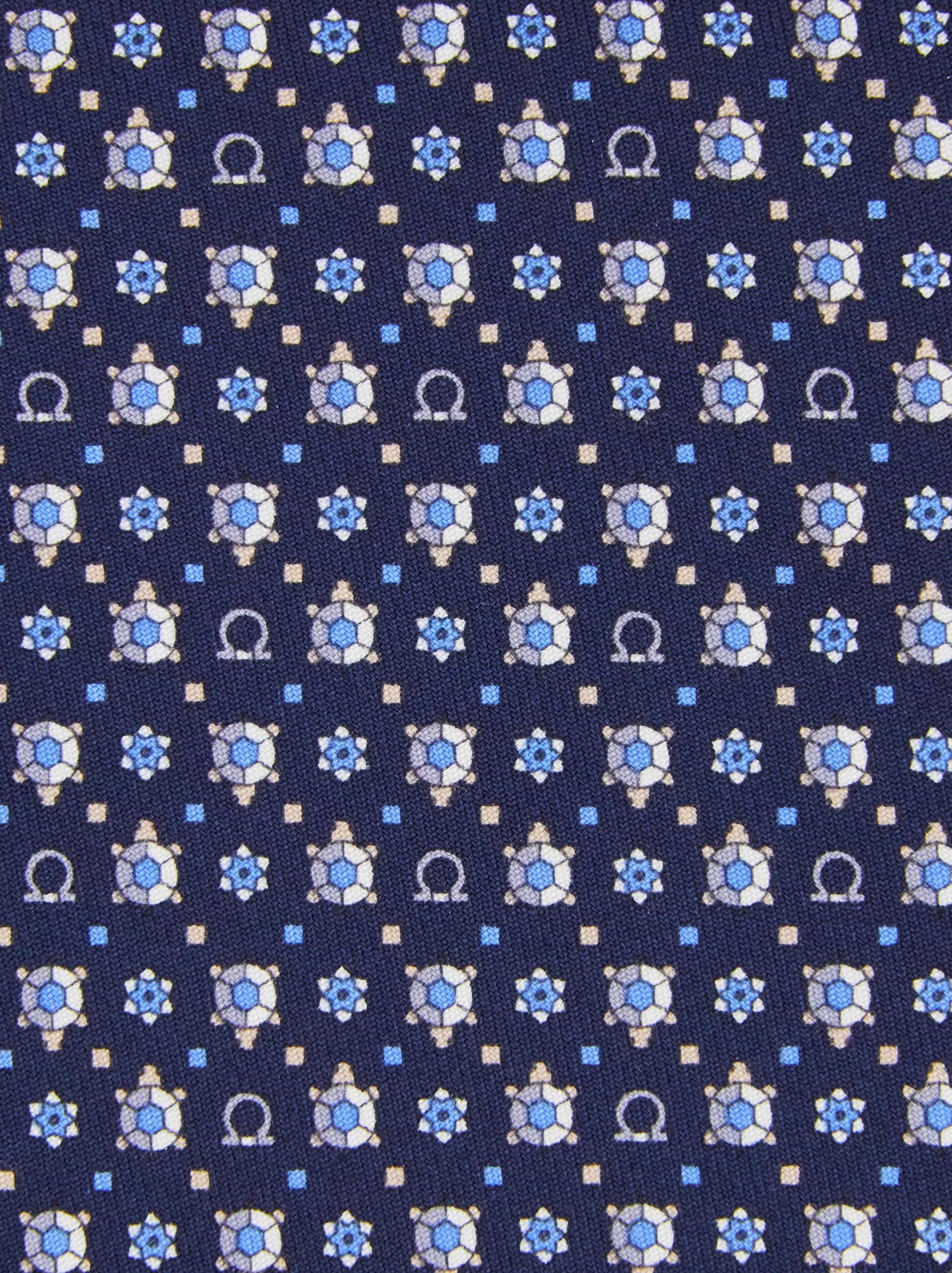 Ferragamo Turtle Print Silk Tie In Blue