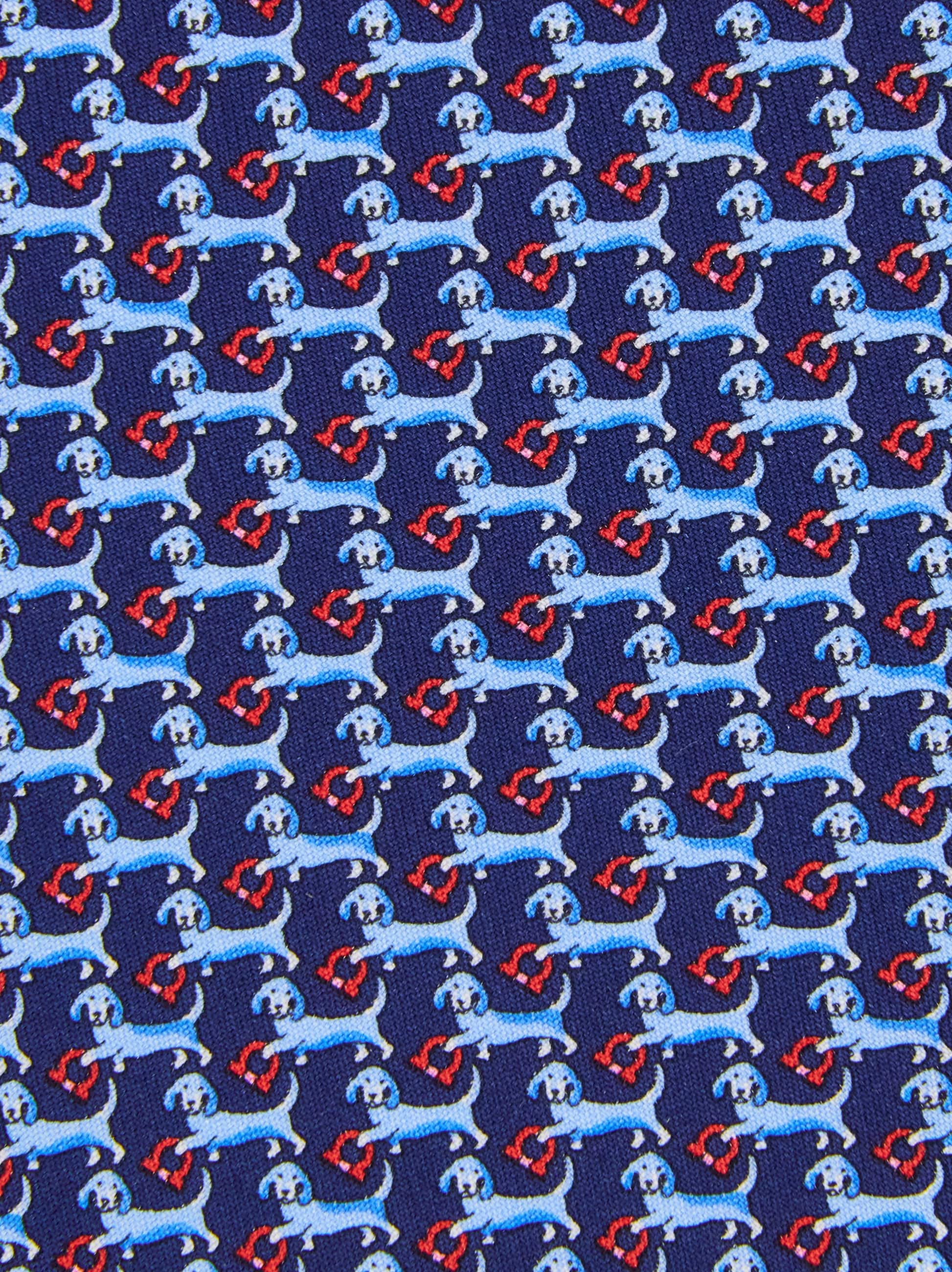 Ferragamo Dachshund Print Silk Tie In Blue