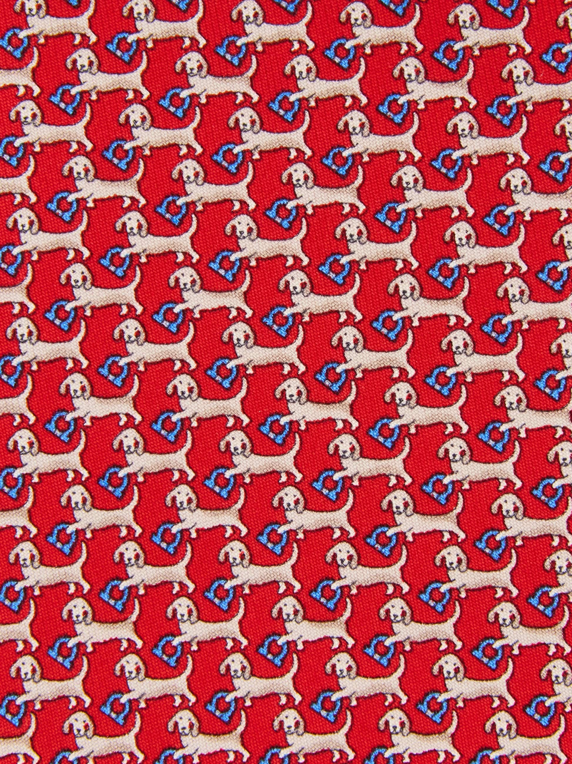 Ferragamo Dachshund Print Silk Tie In Red