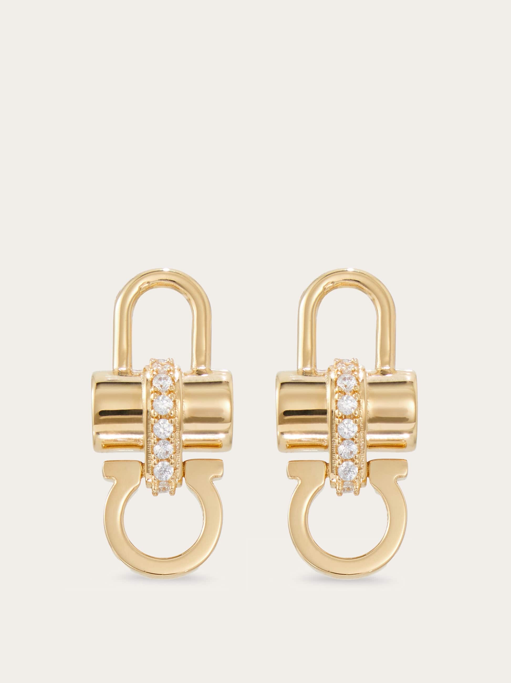 Ferragamo Women Crystal Embellished Padlock Earrings