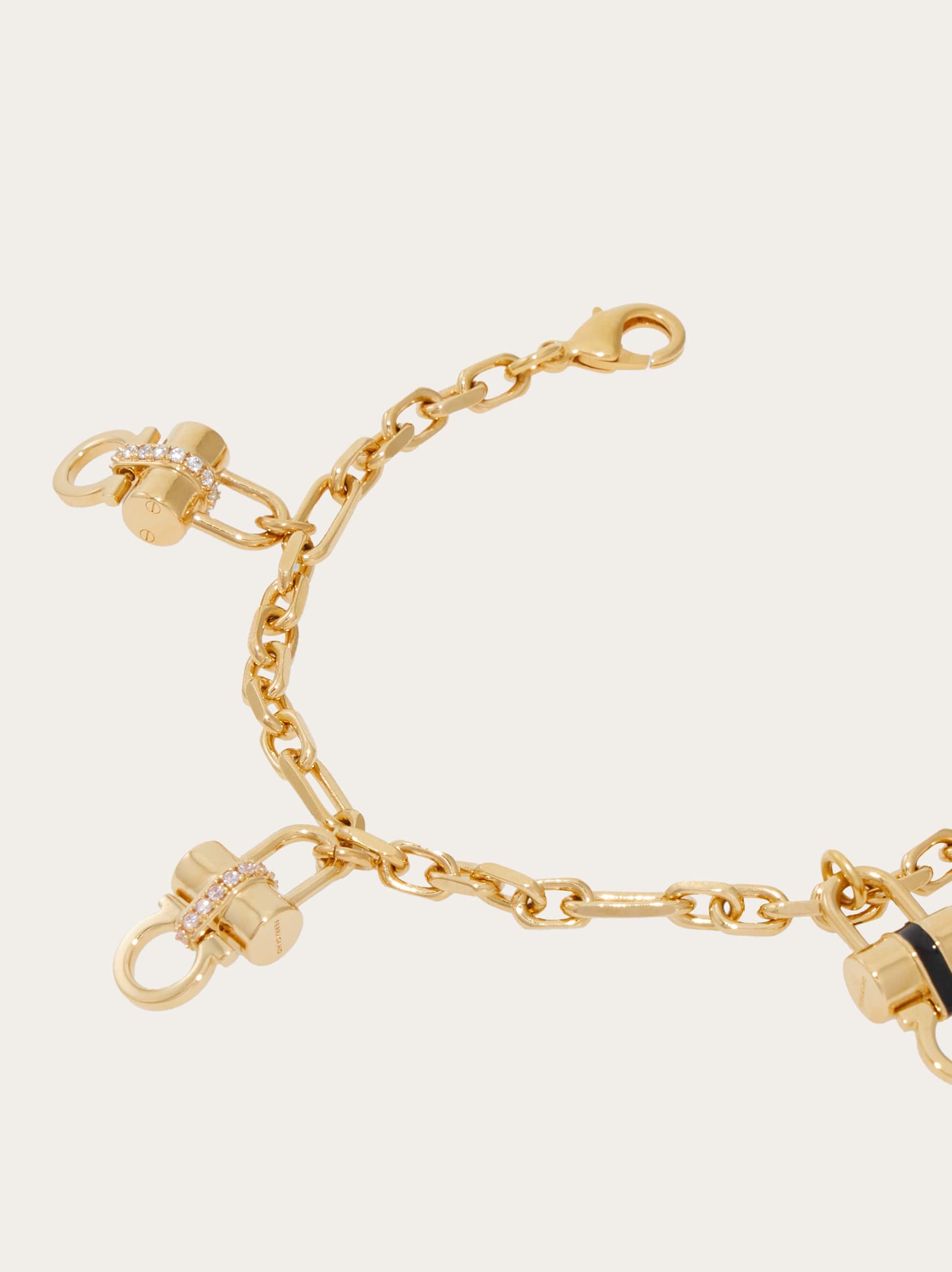 Ferragamo Padlock Charm Bracelet In Gold