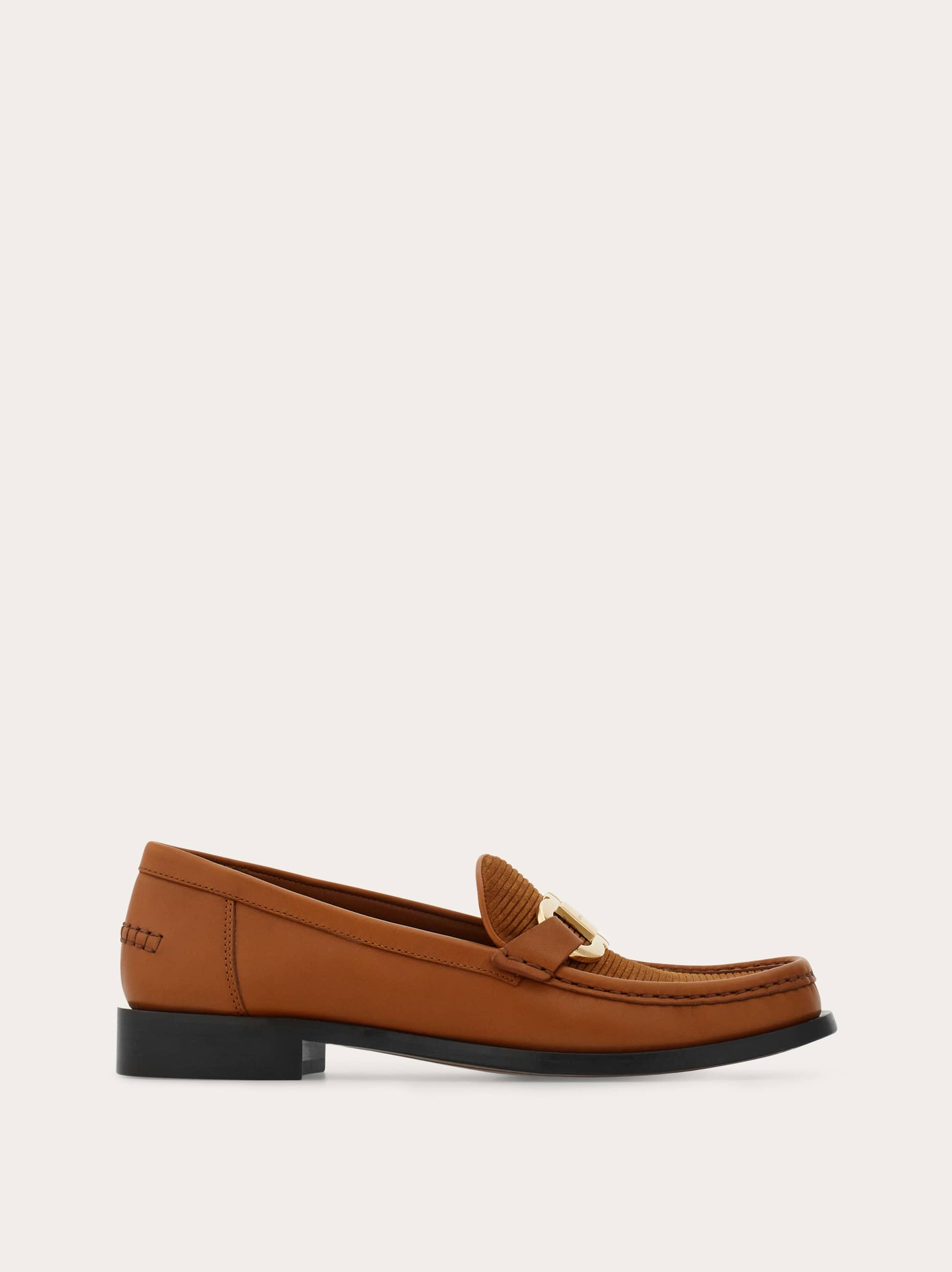 Ferragamo Loafer With Gancini Ornament In Brown