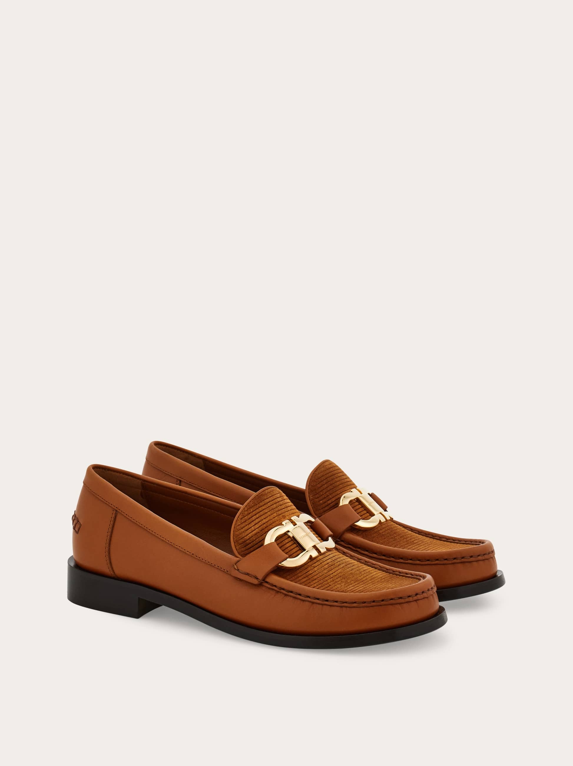 Ferragamo Loafer With Gancini Ornament In Brown