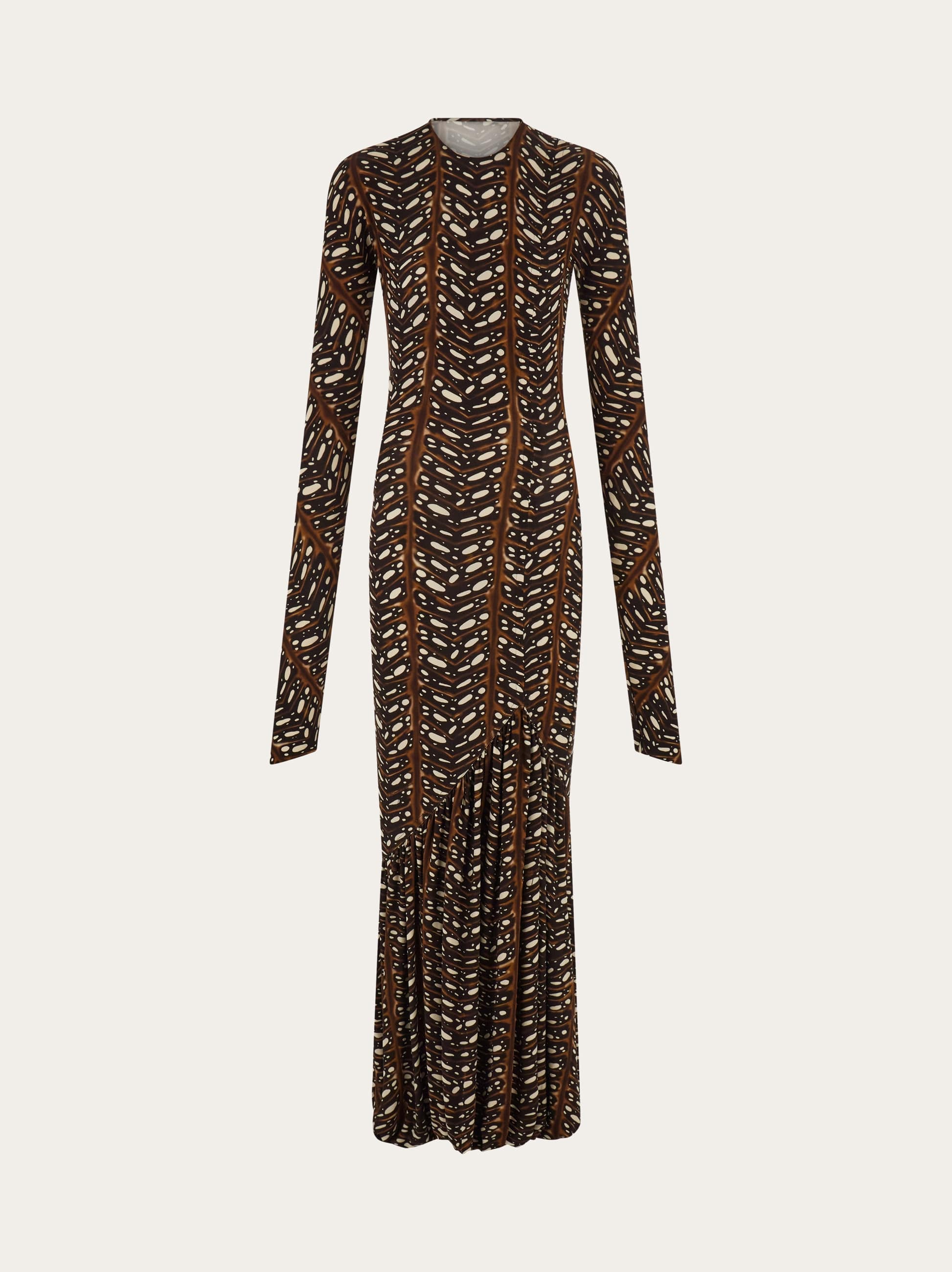 Ferragamo Longline Stretch Dress In Brown