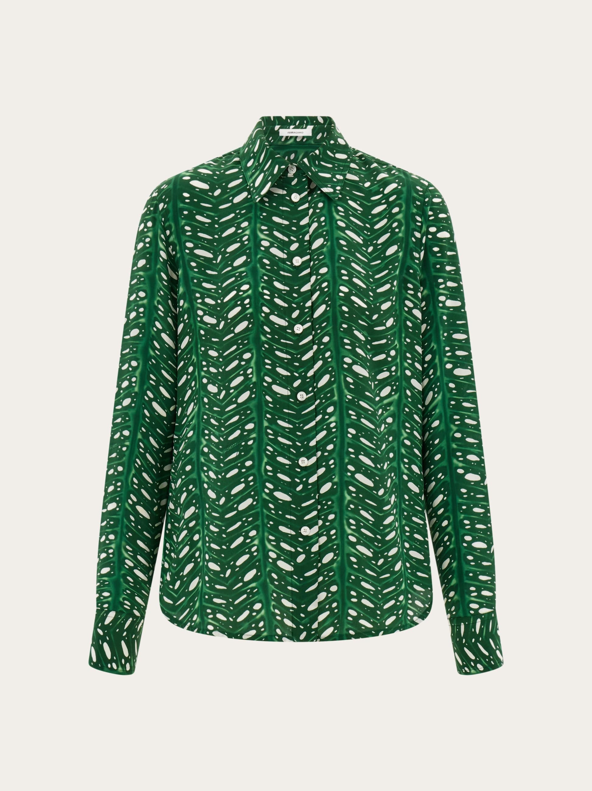 Ferragamo Donna Camicia stampa palme Verde