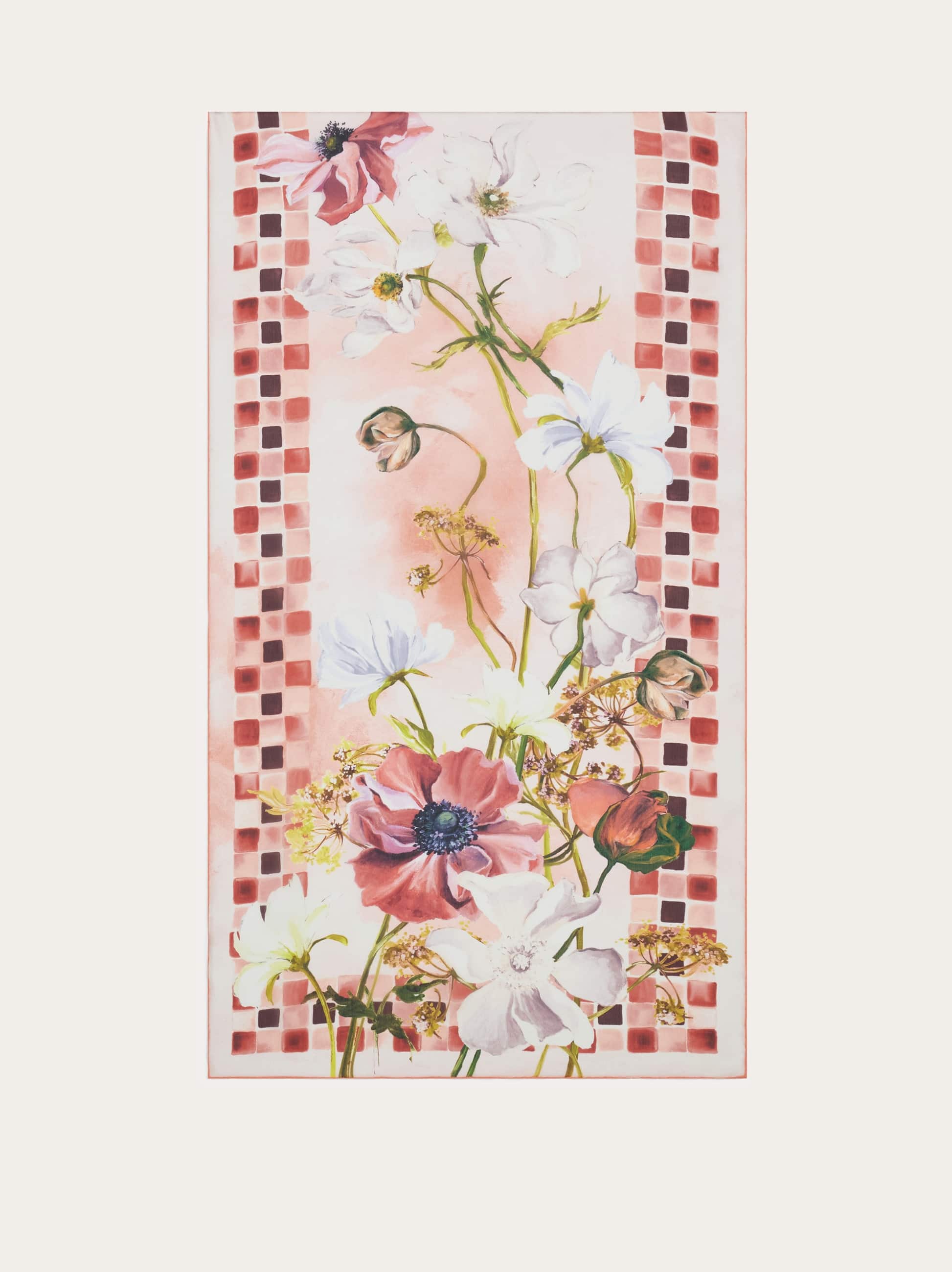 Ferragamo Écharpe En Soie Imprimé Fleurs Rose