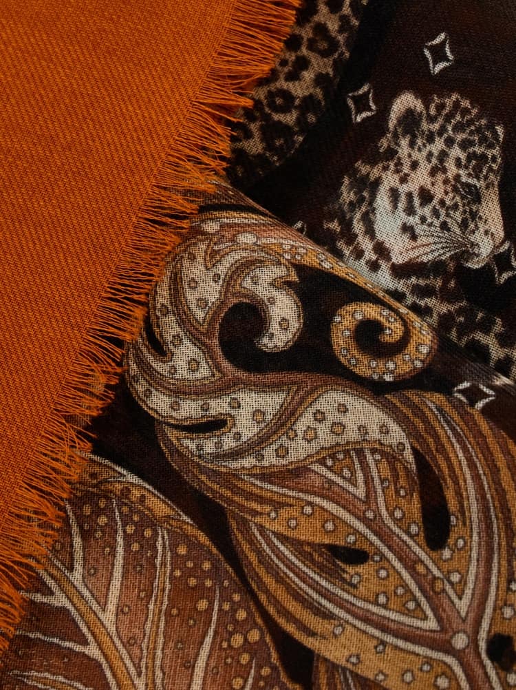 Ferragamo Animal And Paisley Motif Fringed Square Scarf