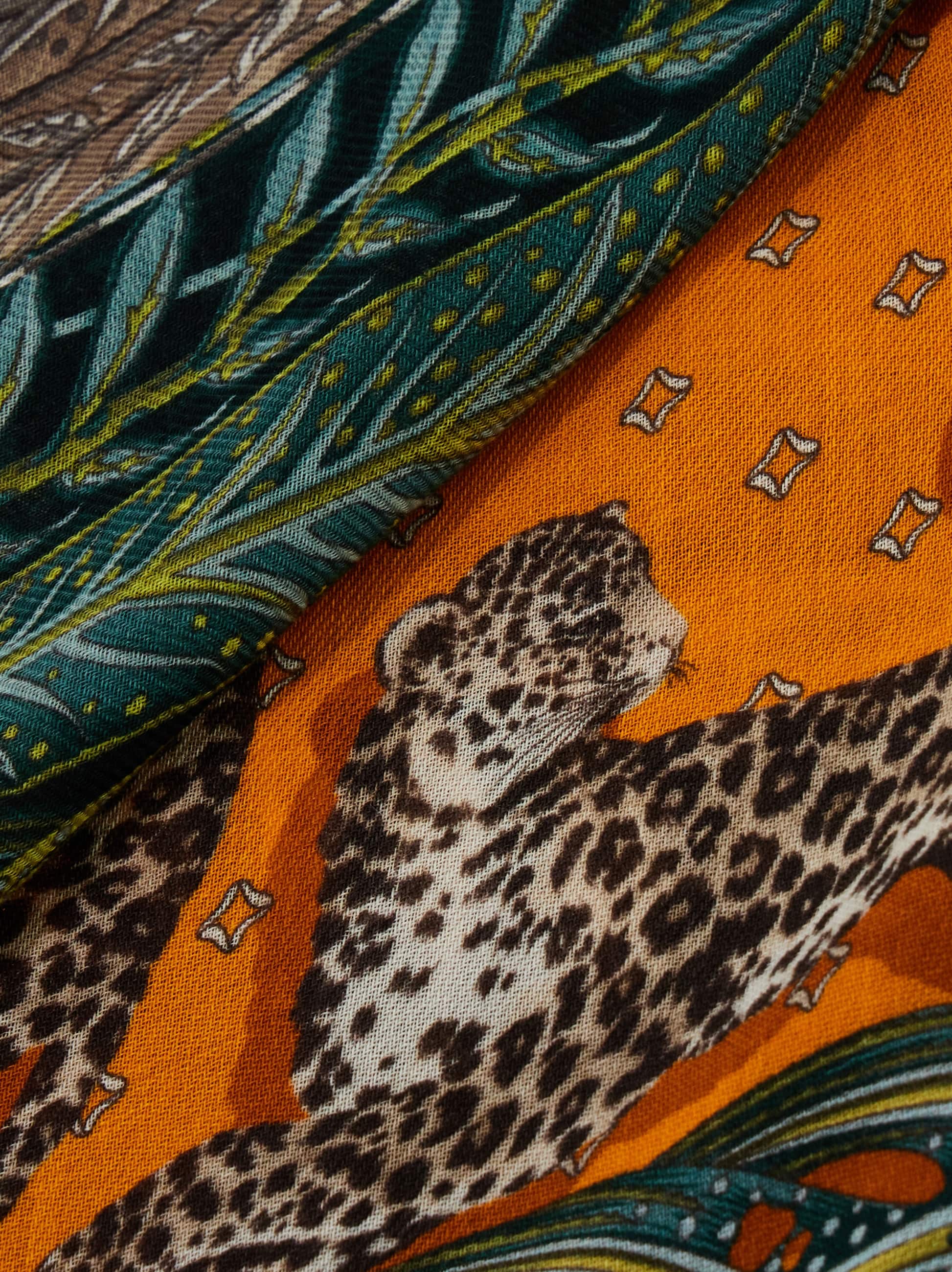 Ferragamo Animal And Paisley Motif Fringed Square Scarf