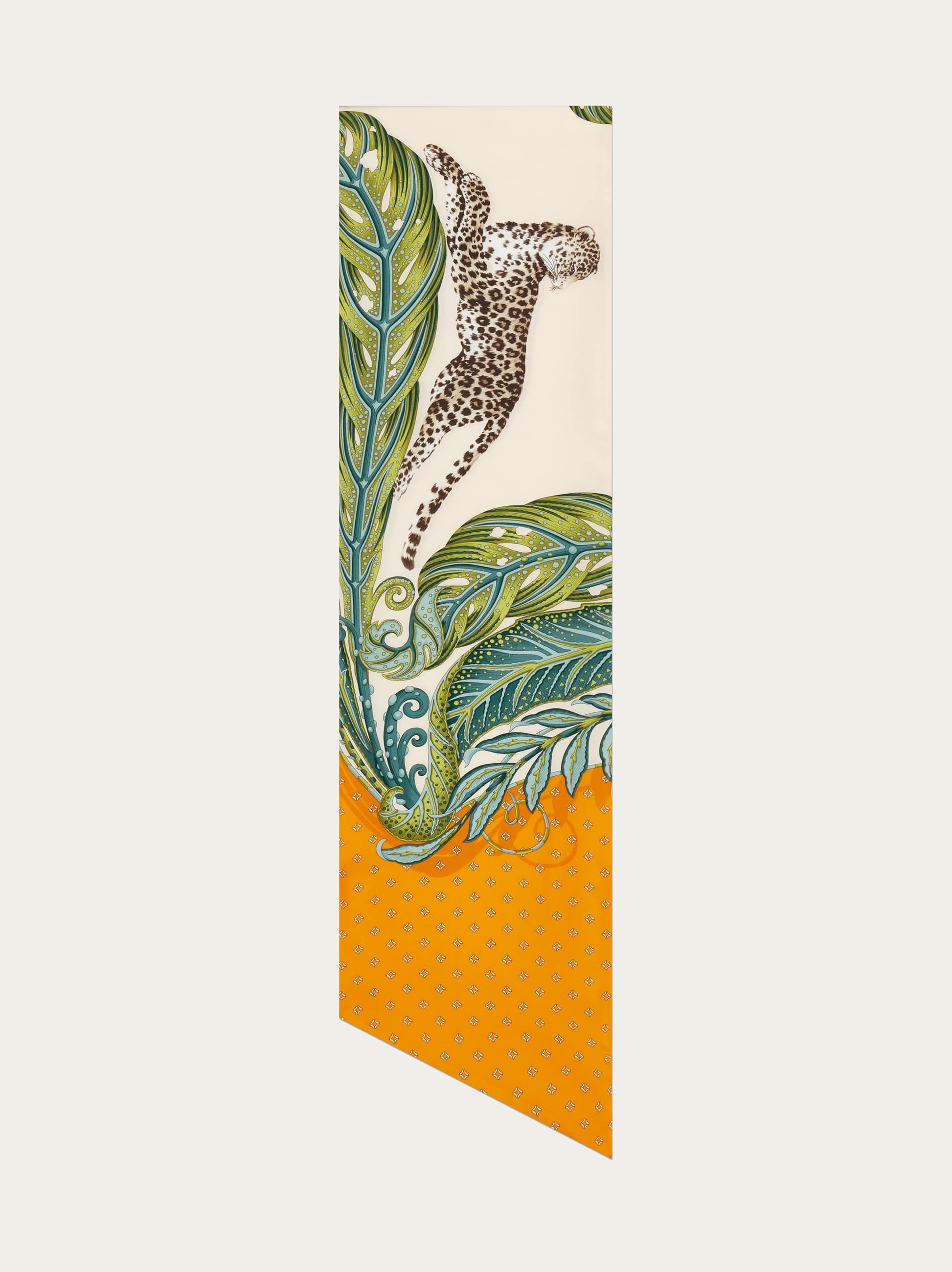 Ferragamo Leaf And Leopard Print Silk Scarf In Multi