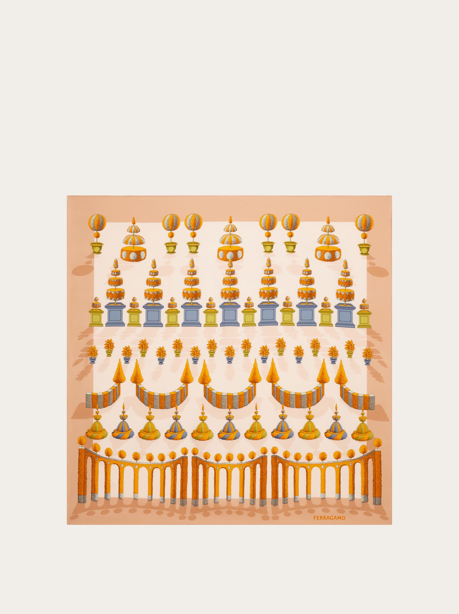 Ferragamo Donna Foulard in seta stampa Giardino Rosa