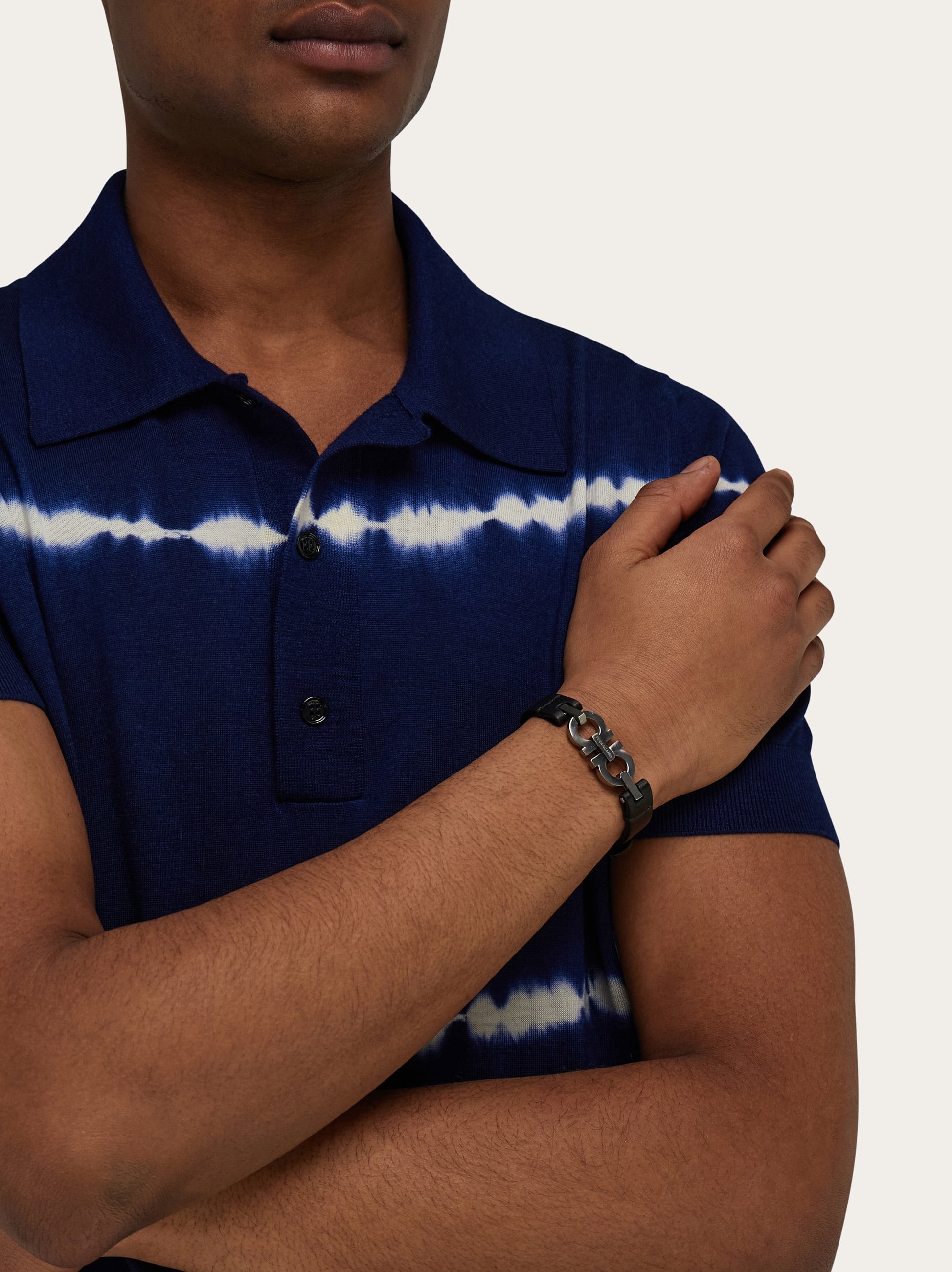  Ferragamo Herren Armband Mit Doppel-gancini Schwarz 