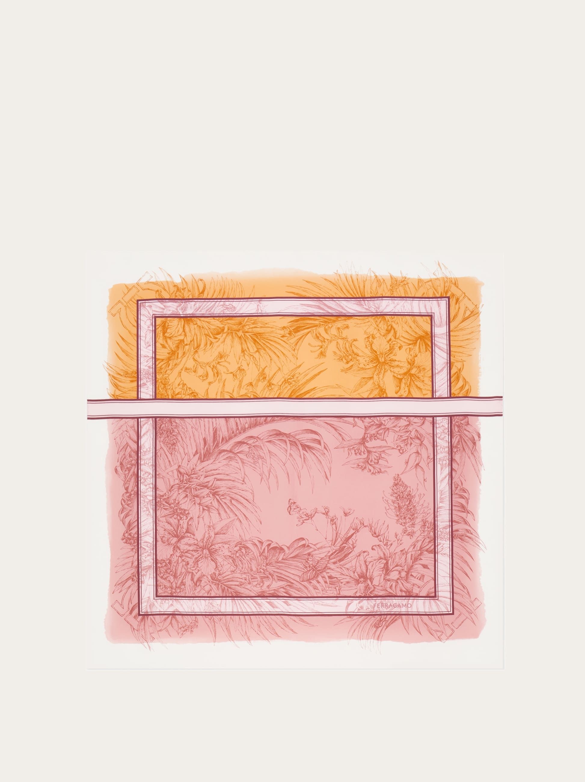 Ferragamo Donna Foulard in seta stampa Gravure Rosa/arancio