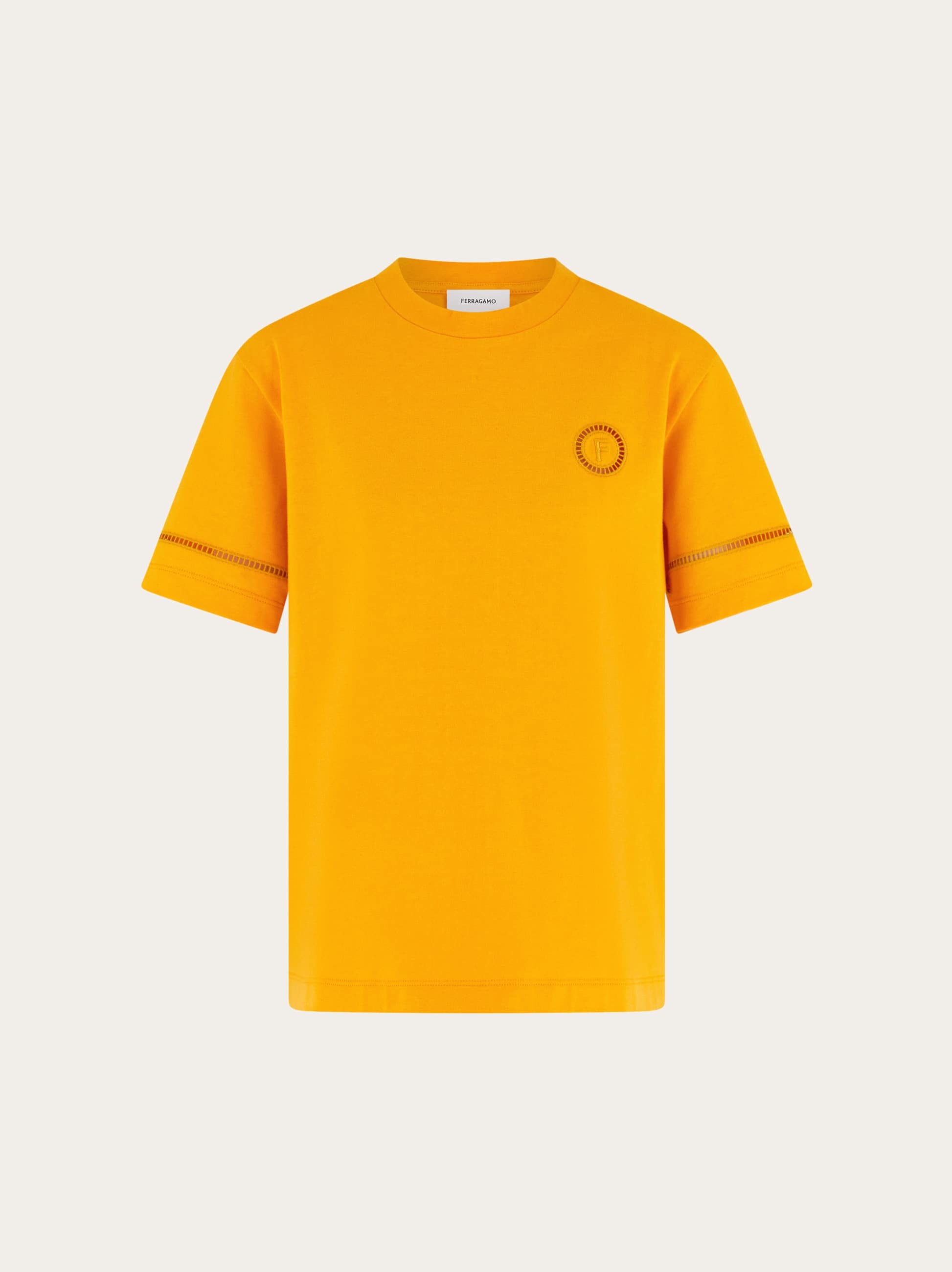 Ferragamo Donna T-shirt con ricamo à jour Giallo
