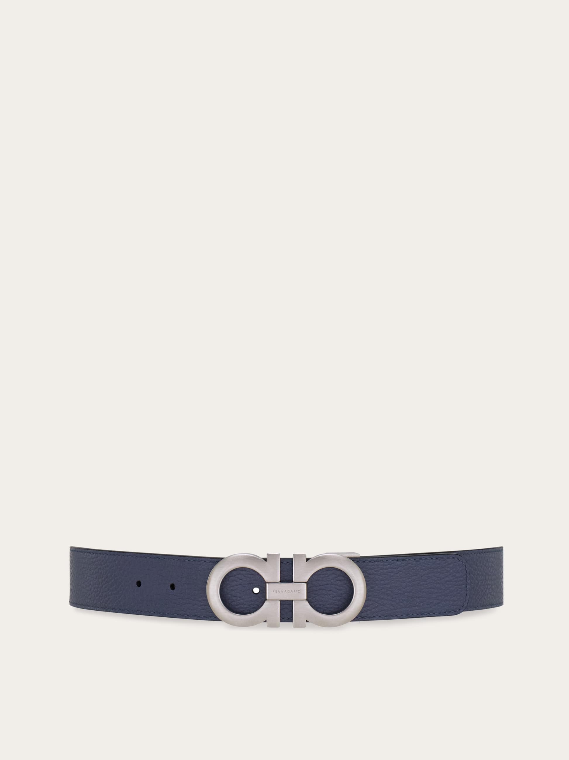 Ferragamo Reversible And Adjustable Gancini Belt In Grey