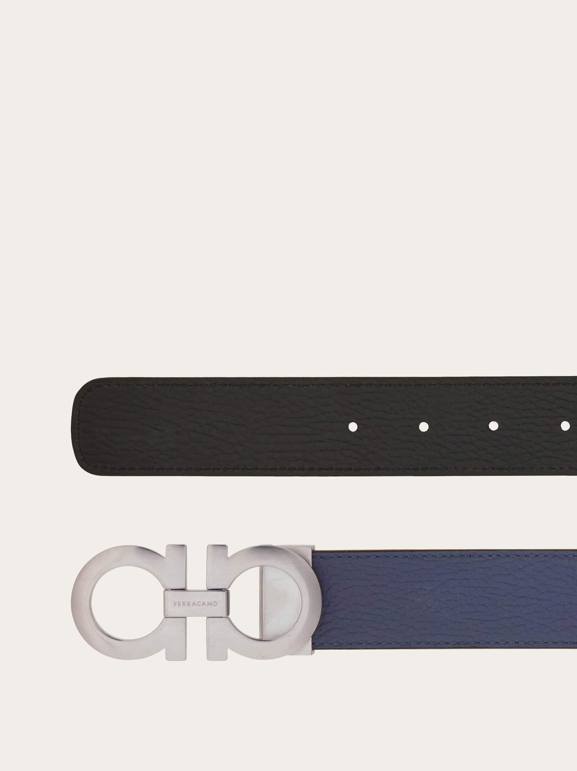 Ferragamo Reversible And Adjustable Gancini Belt In Grey