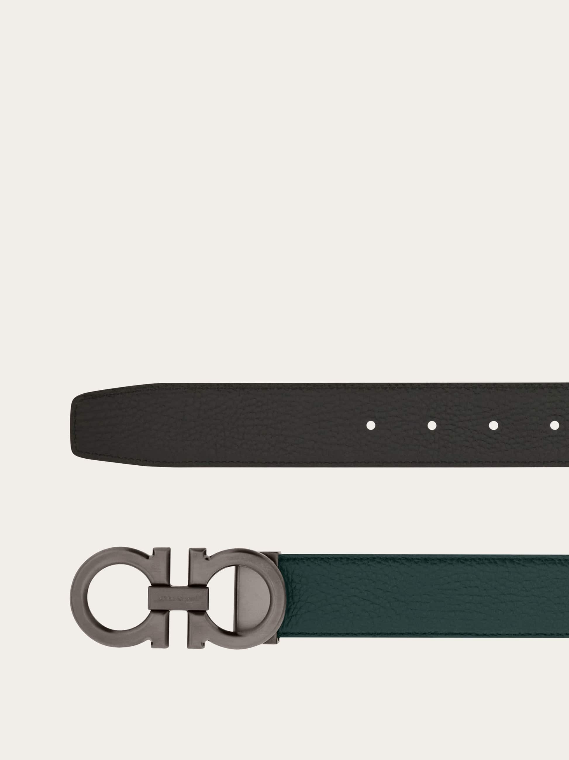 Ferragamo Reversible And Adjustable Gancini Belt In Green