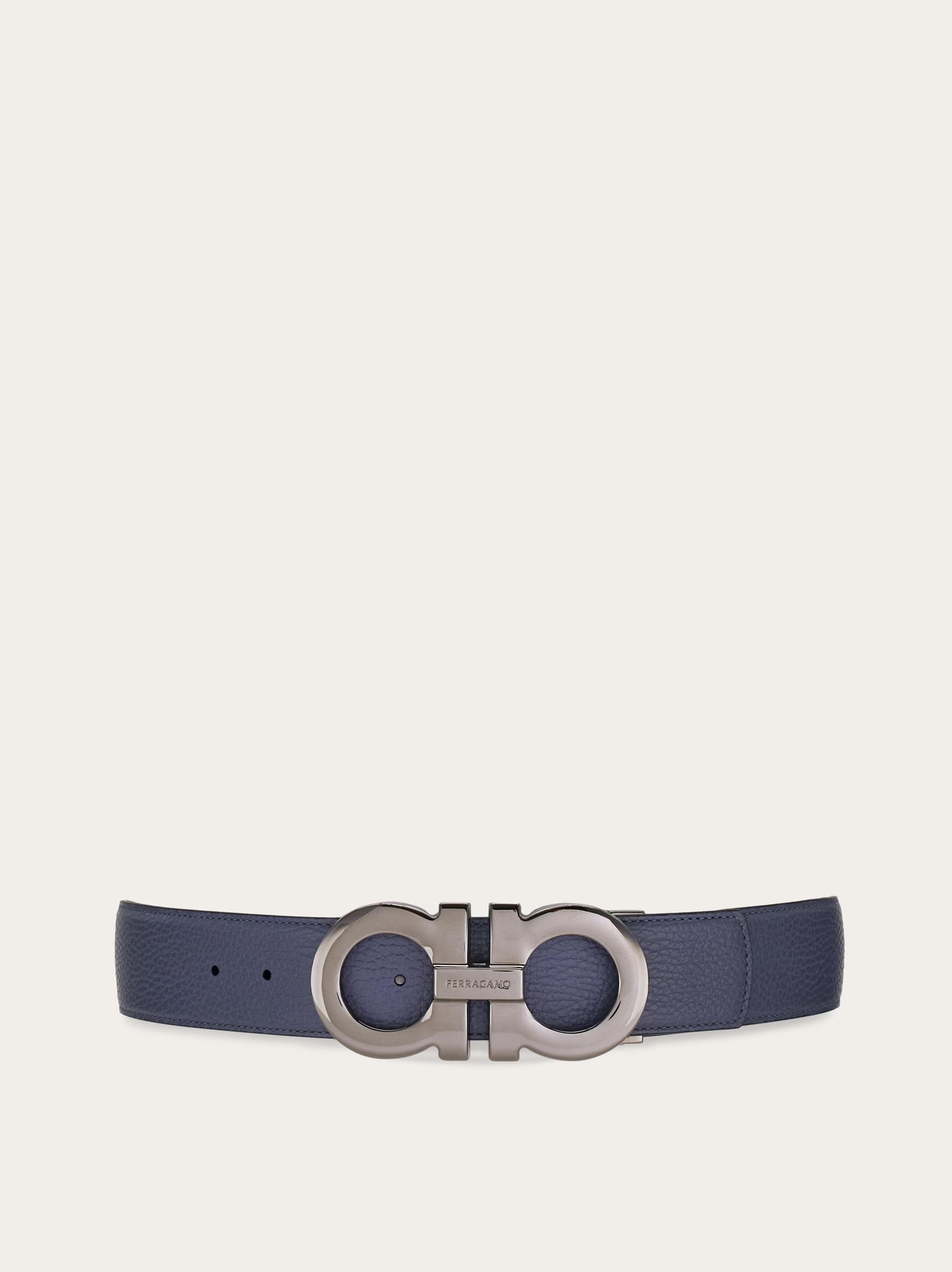 Ferragamo Reversible And Adjustable Gancini Belt In Blue