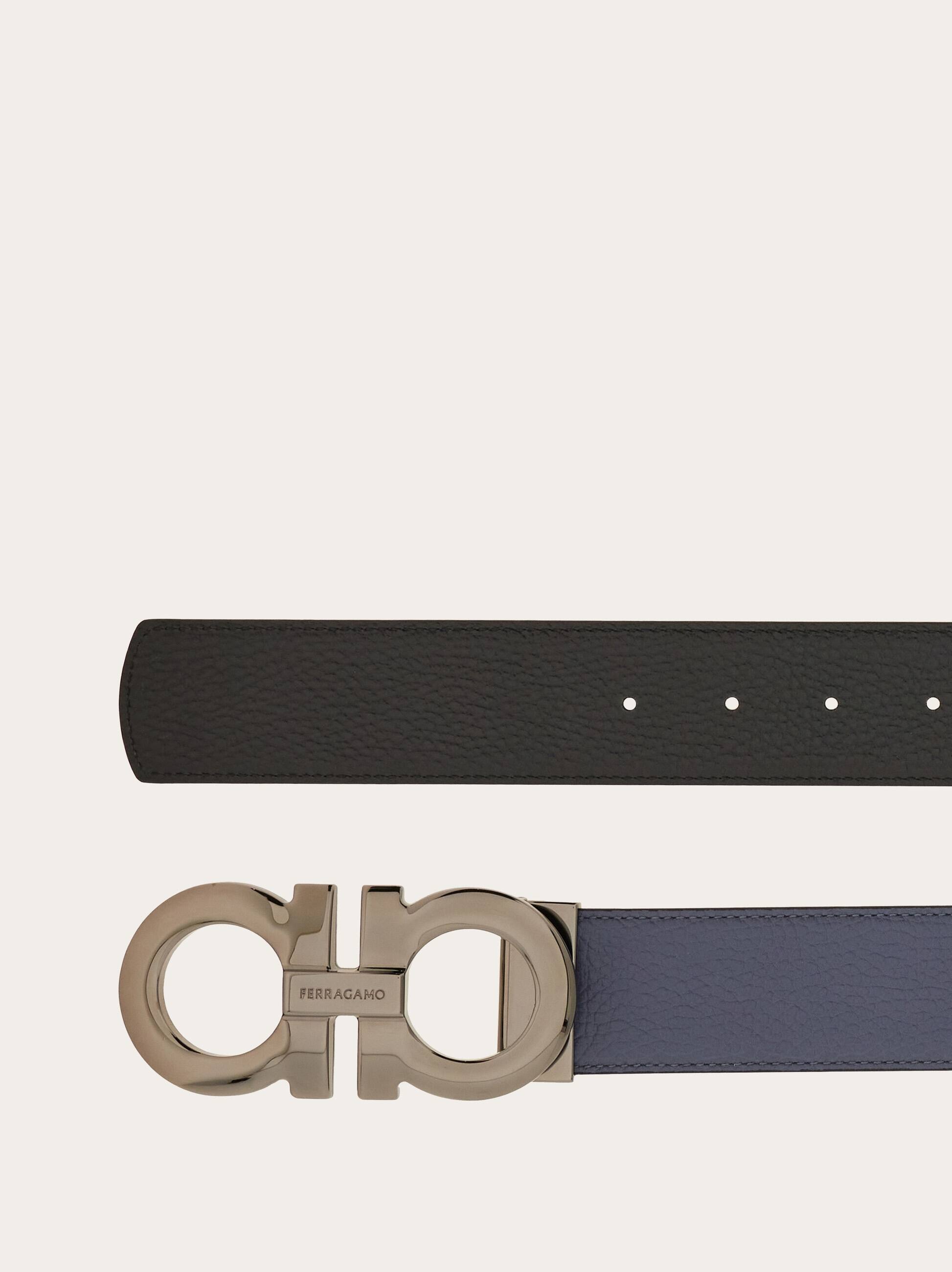 Ferragamo Reversible And Adjustable Gancini Belt In Blue