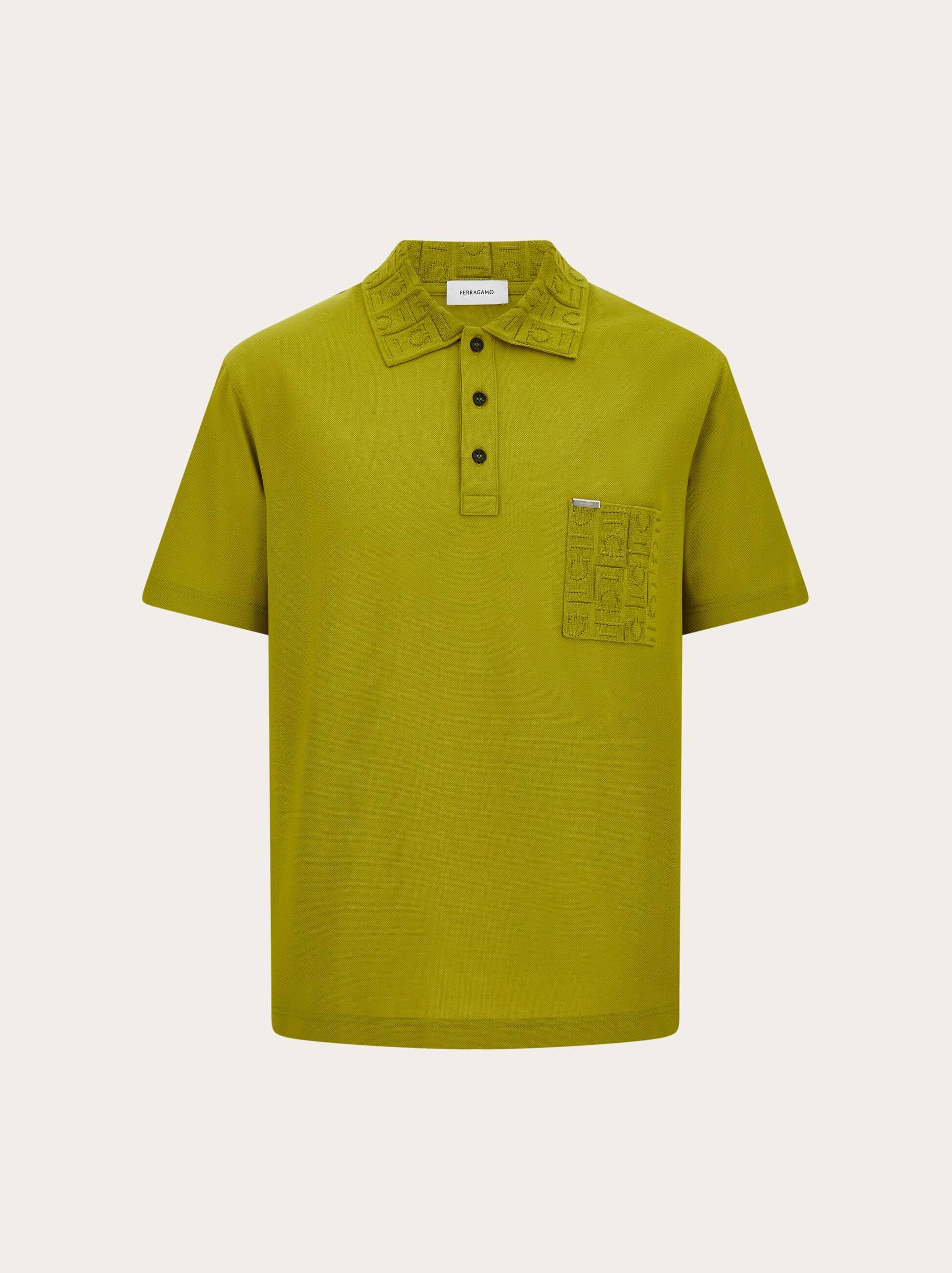 Ferragamo Uomo Polo manica corta con taschino Verde