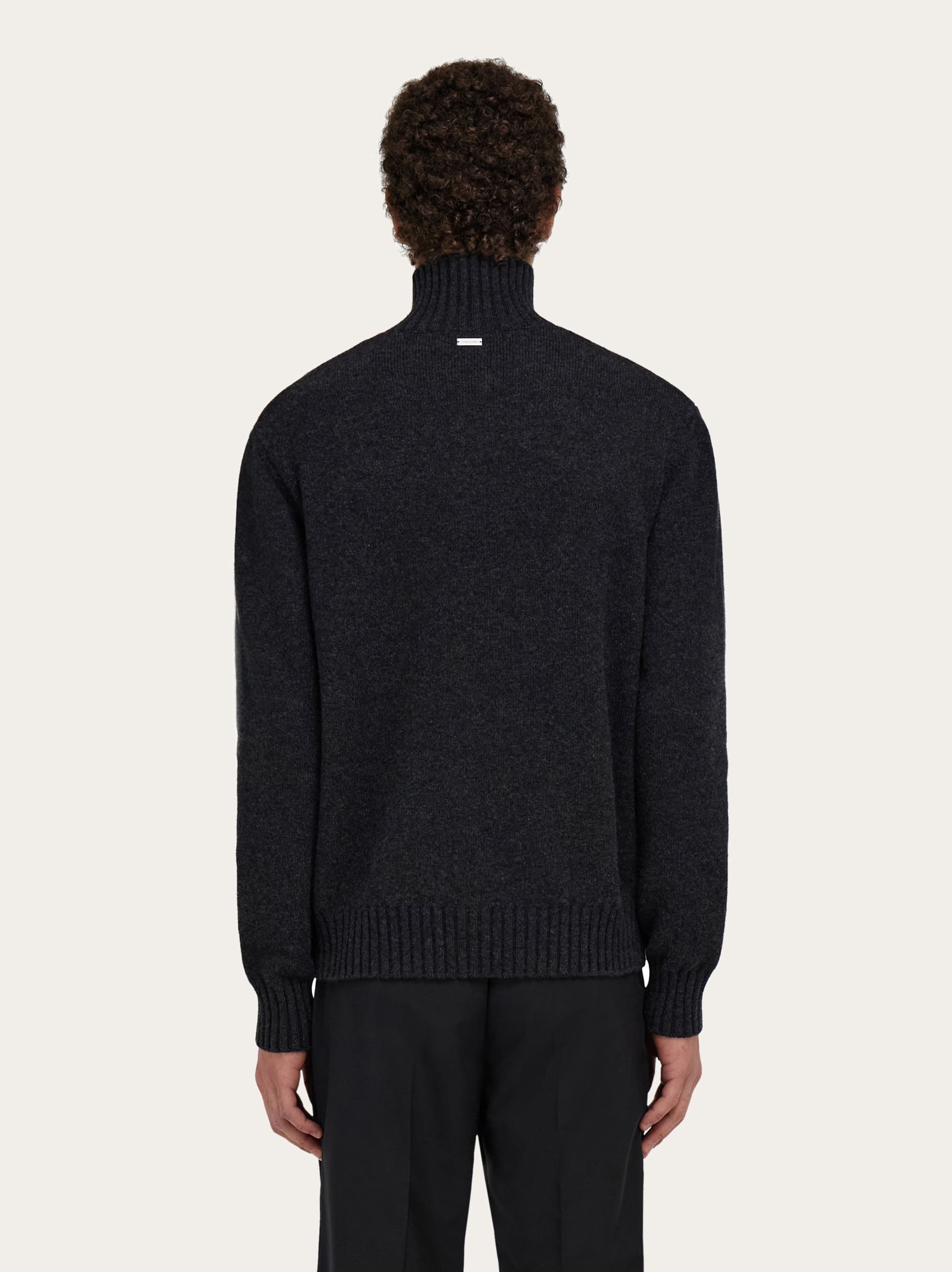  Ferragamo Men High Neck Cashmere Pullover Grey 