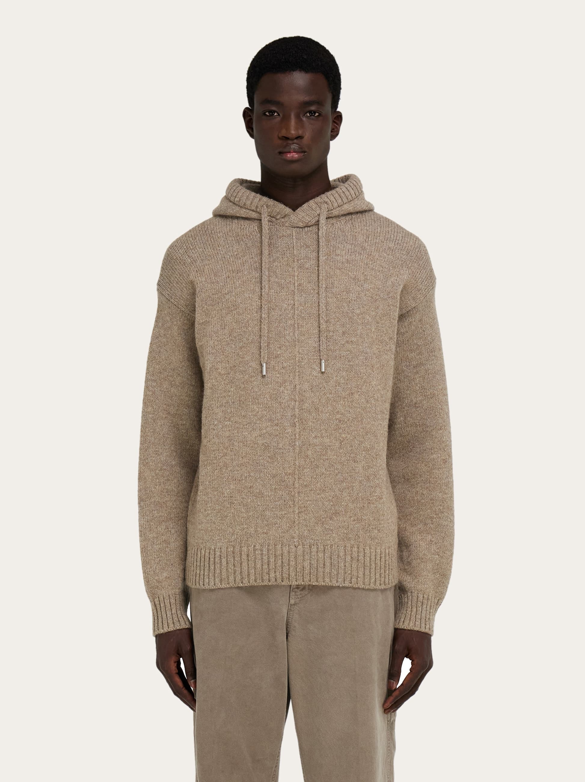 Ferragamo Virgin-wool Knitted Hoodie In Multi