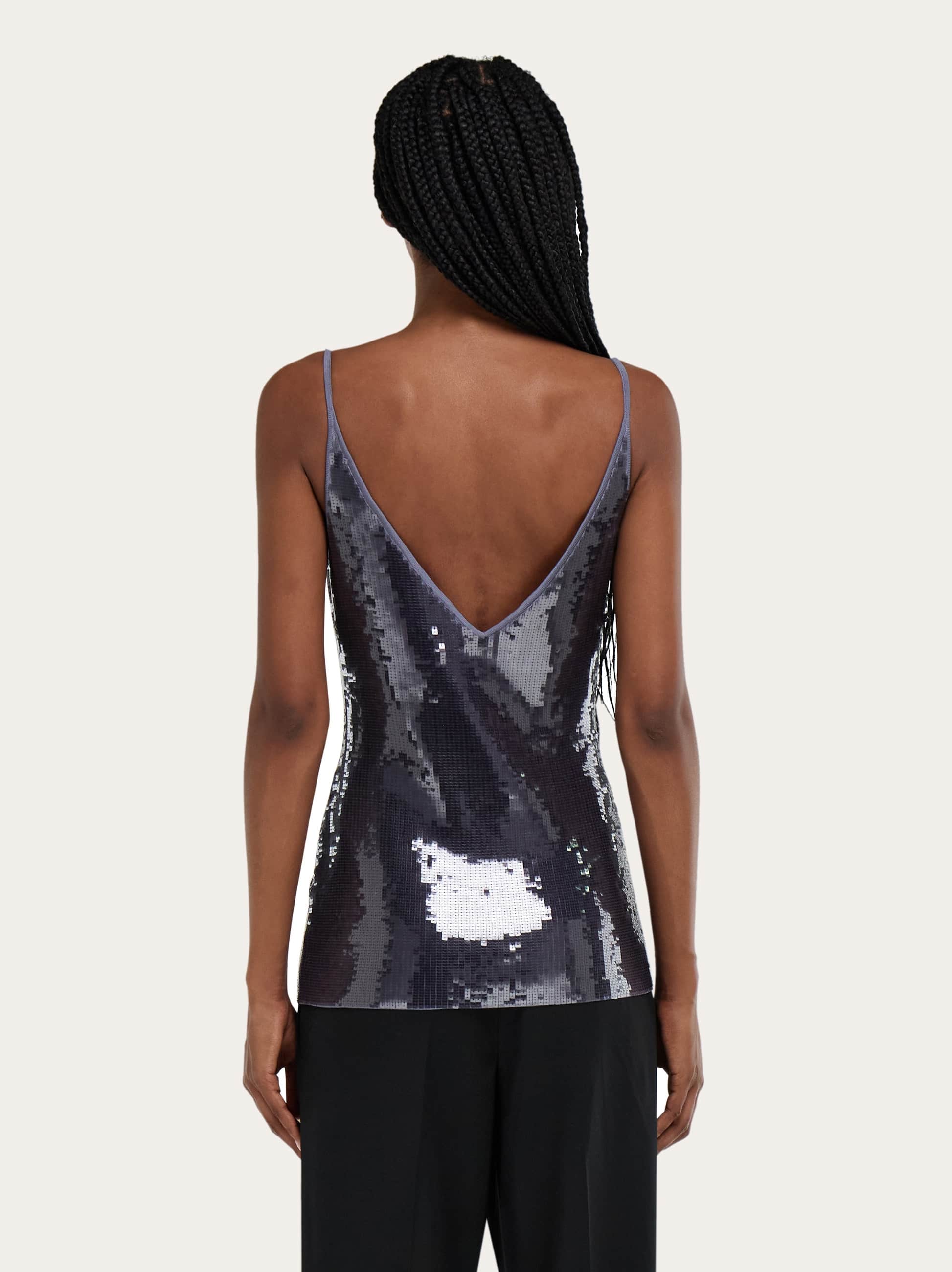  Ferragamo Damen Top Mit Pailletten Blau 
