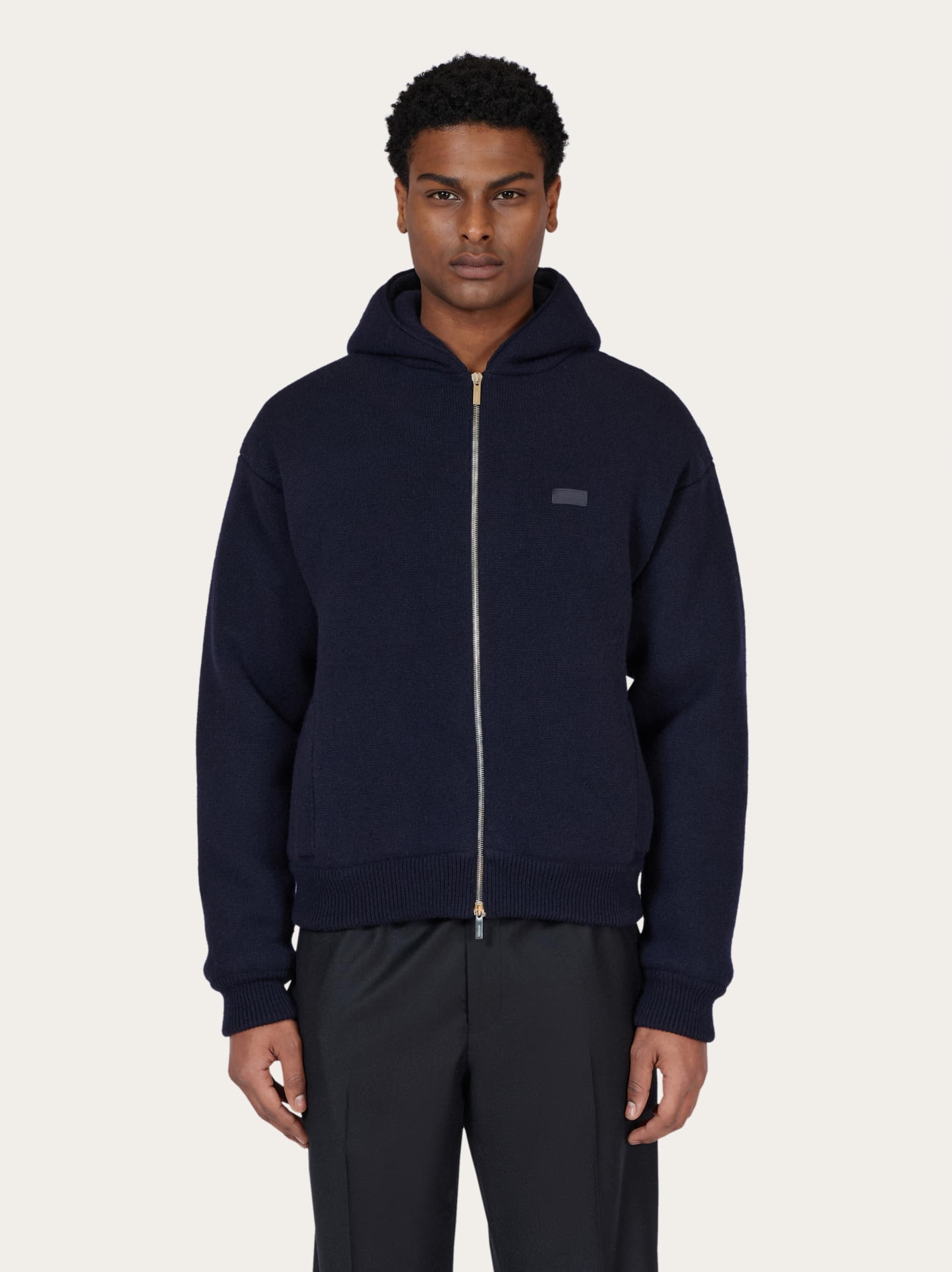  Ferragamo Men Wool Blouson Blue 