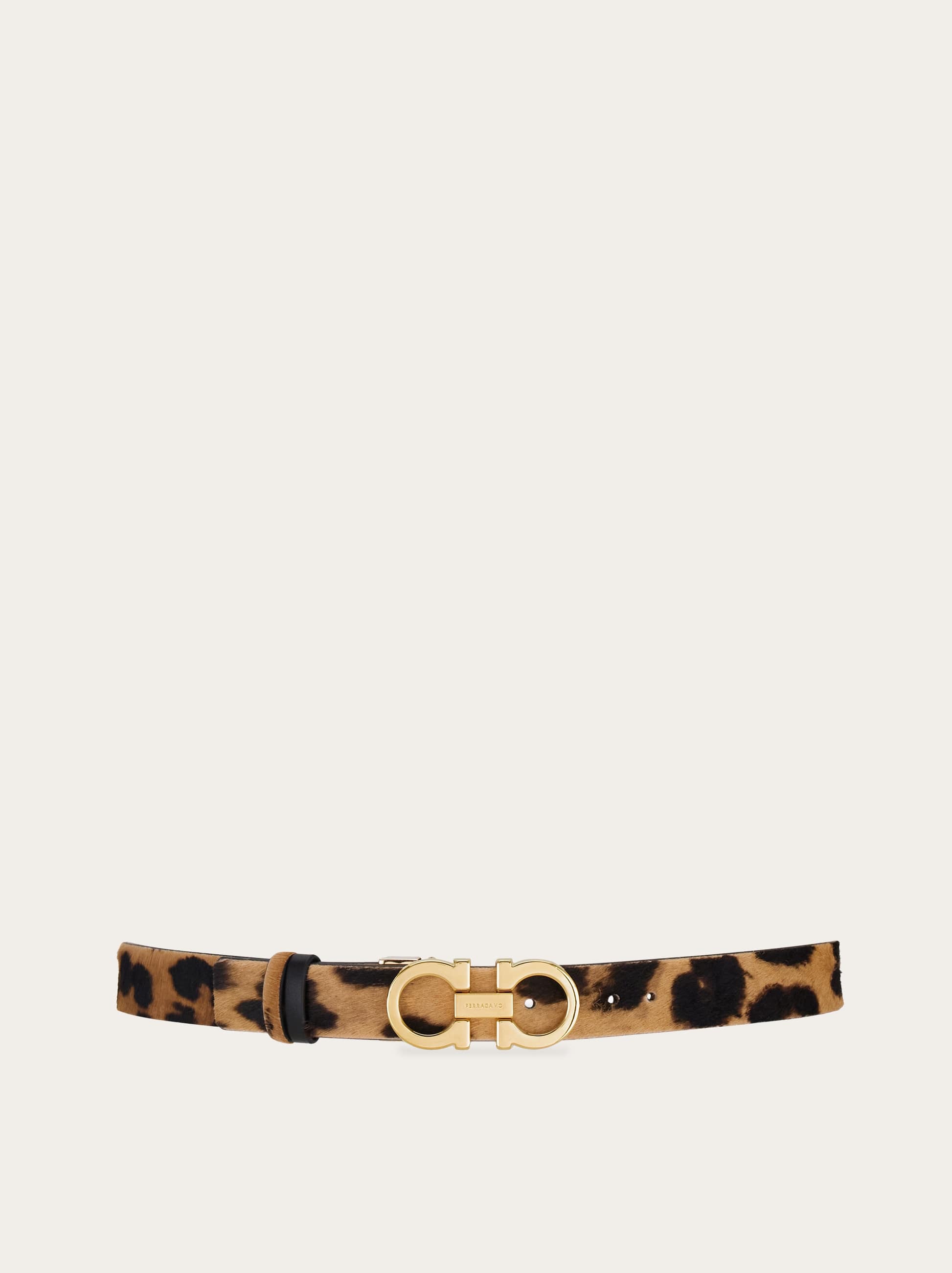Ferragamo Animal Print Belt With Adjustable Fit And Gold-tone Buckle In Animal Print